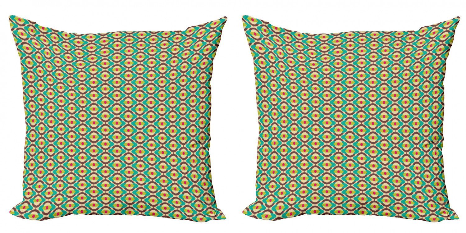 Oval Digitaldruck, Doppelseitiger Jahrgang Modern Groovy Kissenbezüge Stück), (2 Abakuhaus Pattern Accent