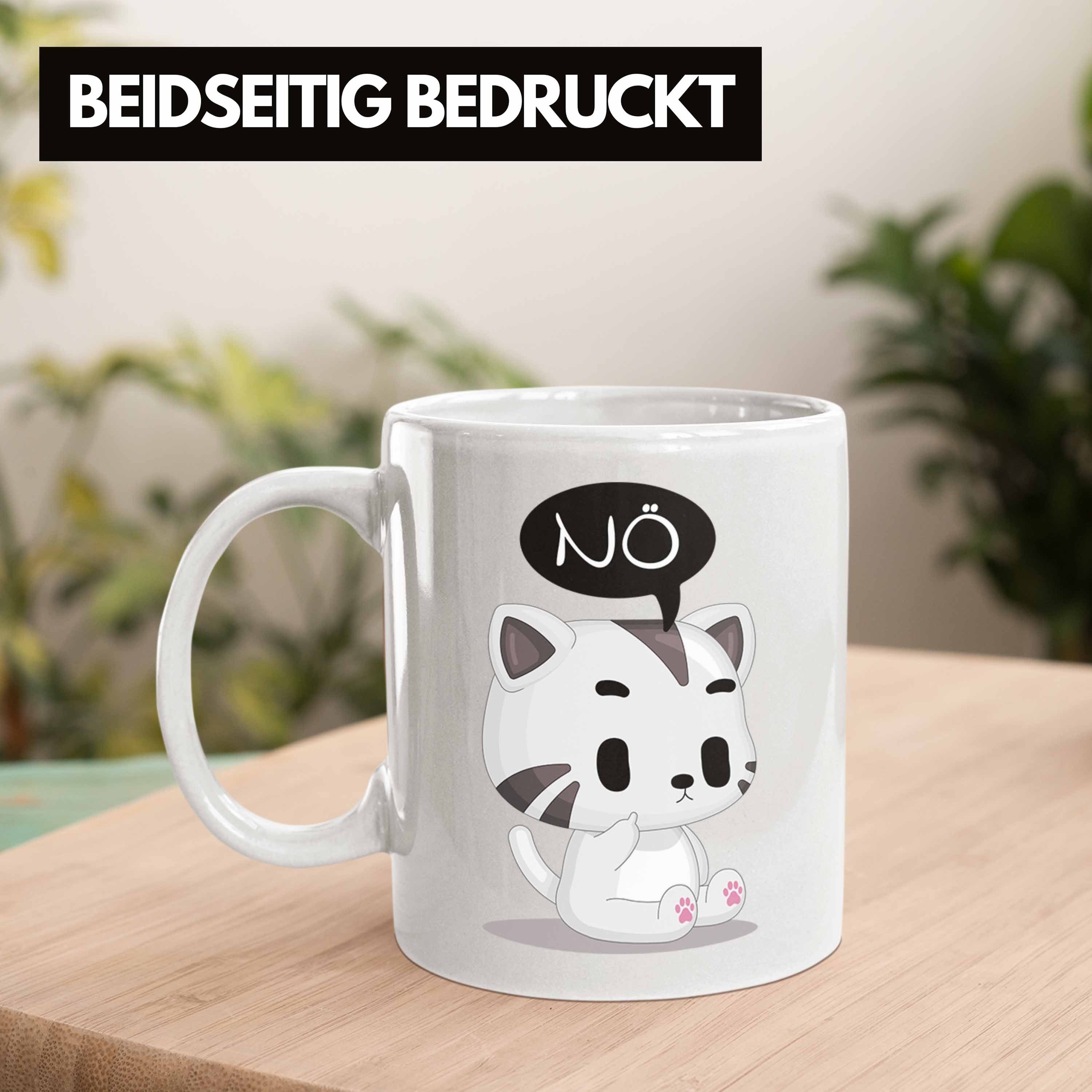 Geschenkidee - Weiss Katze Kollegin Frauen Nö Tasse Kaffeetasse Trendation Lustige Trendation für Tasse