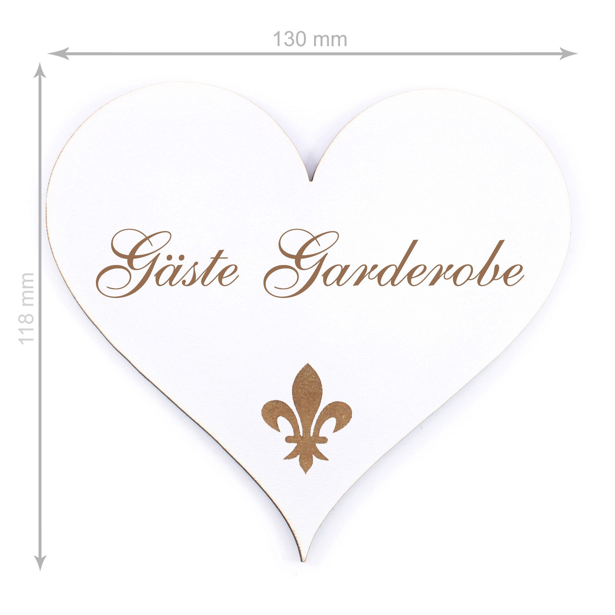 Thumbnail - Dekolando Hinweisschild Türschild Herz - Gäste Garderobe - Schild 13 x 12 cm - Schilder Türsch