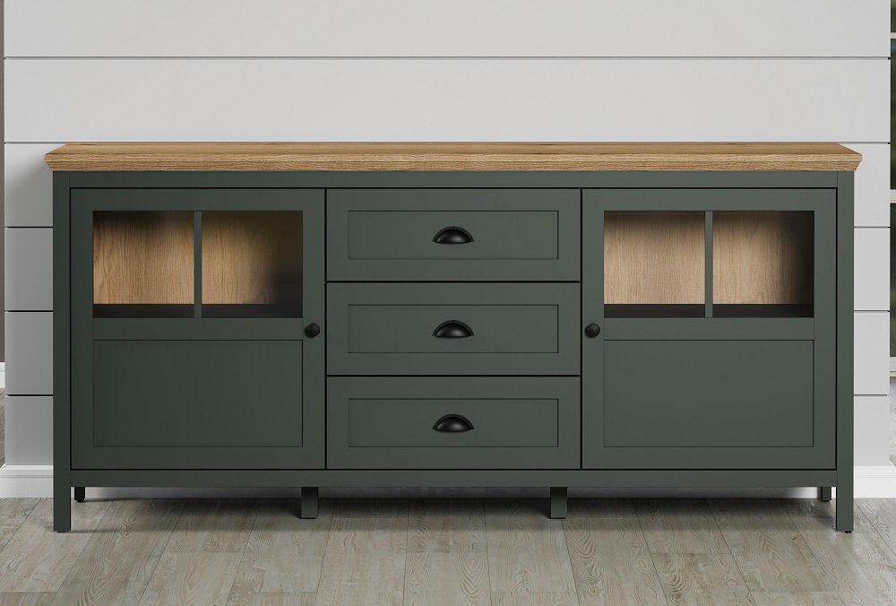 Sideboard Sideboard Stanton, Tannengrün / Eiche