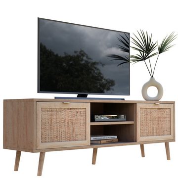 Newroom Sideboard Mila, TV Board Sonoma Eiche Rattan Optik Modern Boho TV Schrank