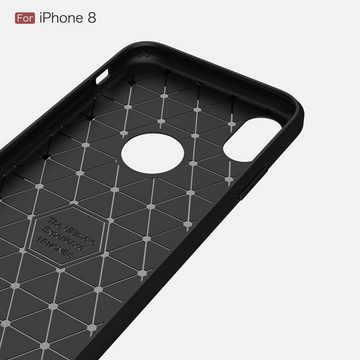 König Design Handyhülle Apple iPhone X, Apple iPhone X / iPhone XS Handyhülle Carbon Optik Backcover Schwarz