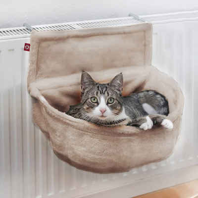 Canadian Cat Company Katzen-Hängematte Kuschelsack - Kuschelbett für die Heizung, verstellbar - Braun, Plüsch, Mit Haken zum Einhängen an Heizungen mit einer dicke von 9 - 12cm