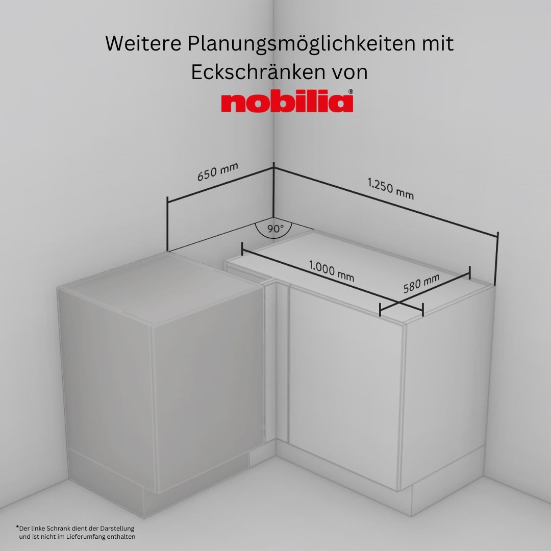 nobilia® Eckunterschrank "Easytouch", vormontiert mit höhenverstellbaren Sockelfüßen, Breite 100 cm