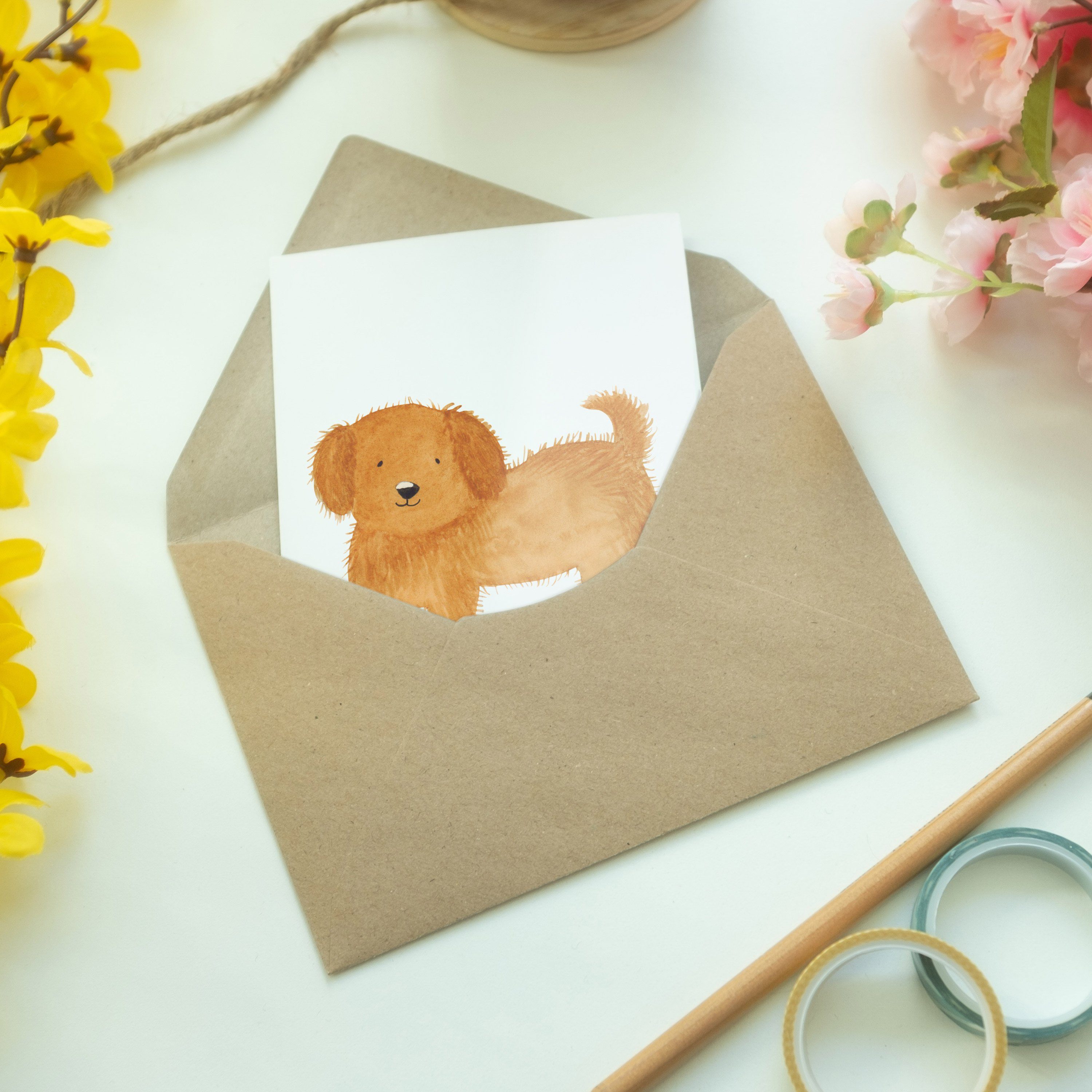 Mr. & Mrs. Panda Grußkarte Hundemotiv, flauschig Weiß Geburtst Geschenk, Hundebesitzer, - Hund 