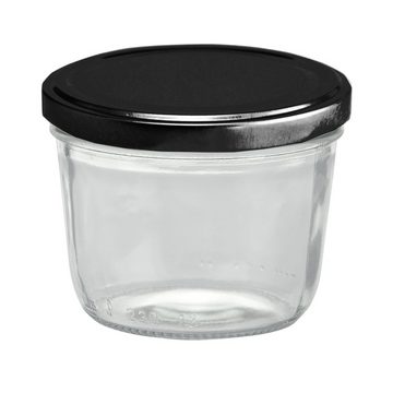 MamboCat Einmachglas 25er Set Sturzglas 230 ml Marmeladenglas Einmachglas schwarzer Deckel, Glas