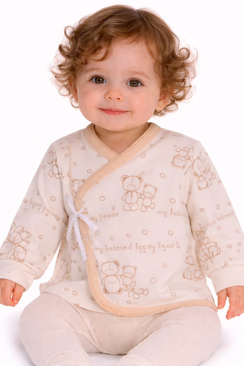 Wickelshirt Wickelhemdchen mit Kratzshirt Baby Hemd neutral mit Bärchen