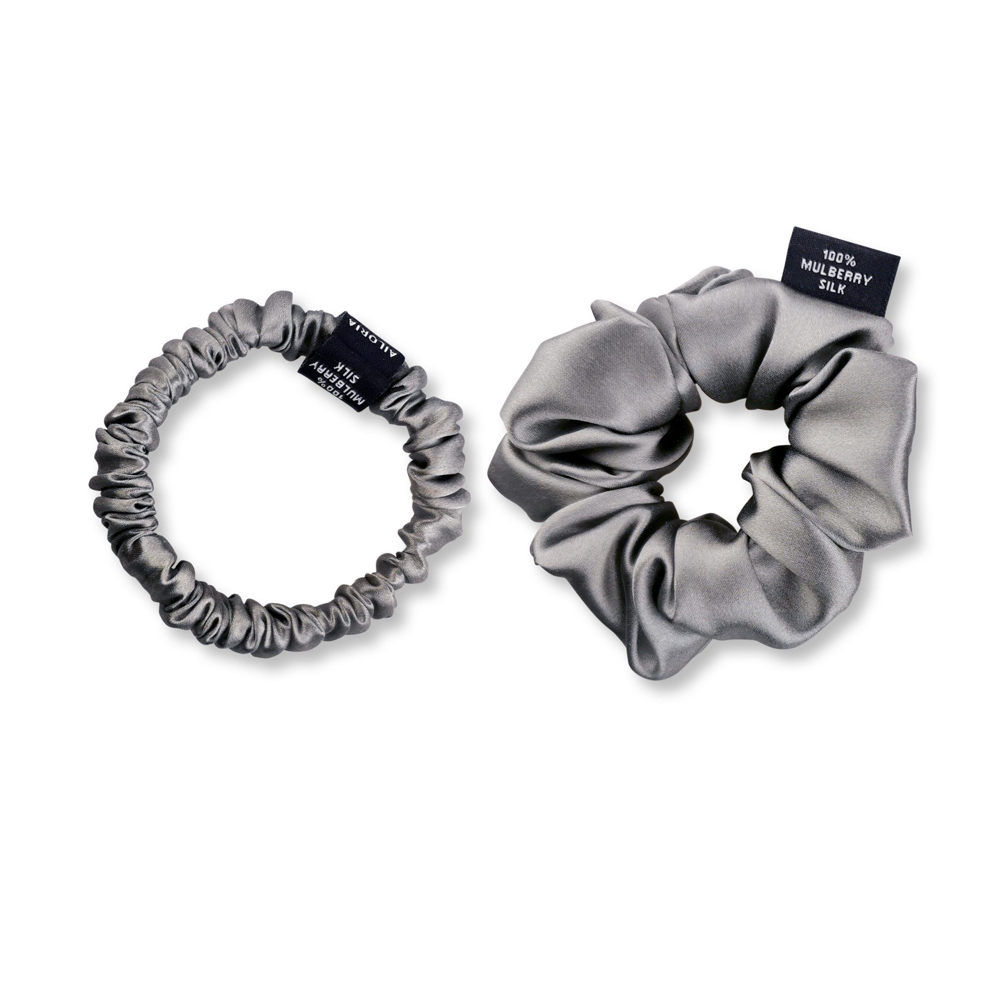 AILORIA Haargummi DOUX Set Scrunchies S und M aus Seide, Luxuriöses Set aus Haargummis (Größe S und M)