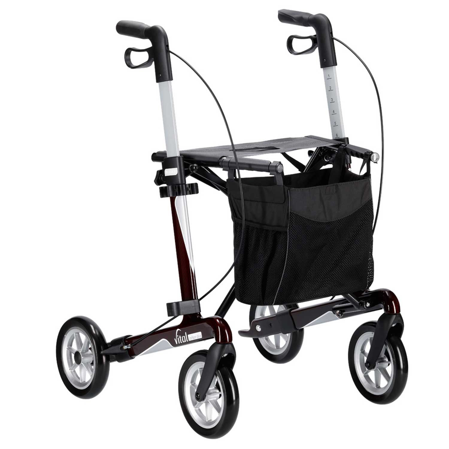 RUSSKA Rollator Russka Vital Carbon Plus Rollator 54 cm rubinrot, faltbar
