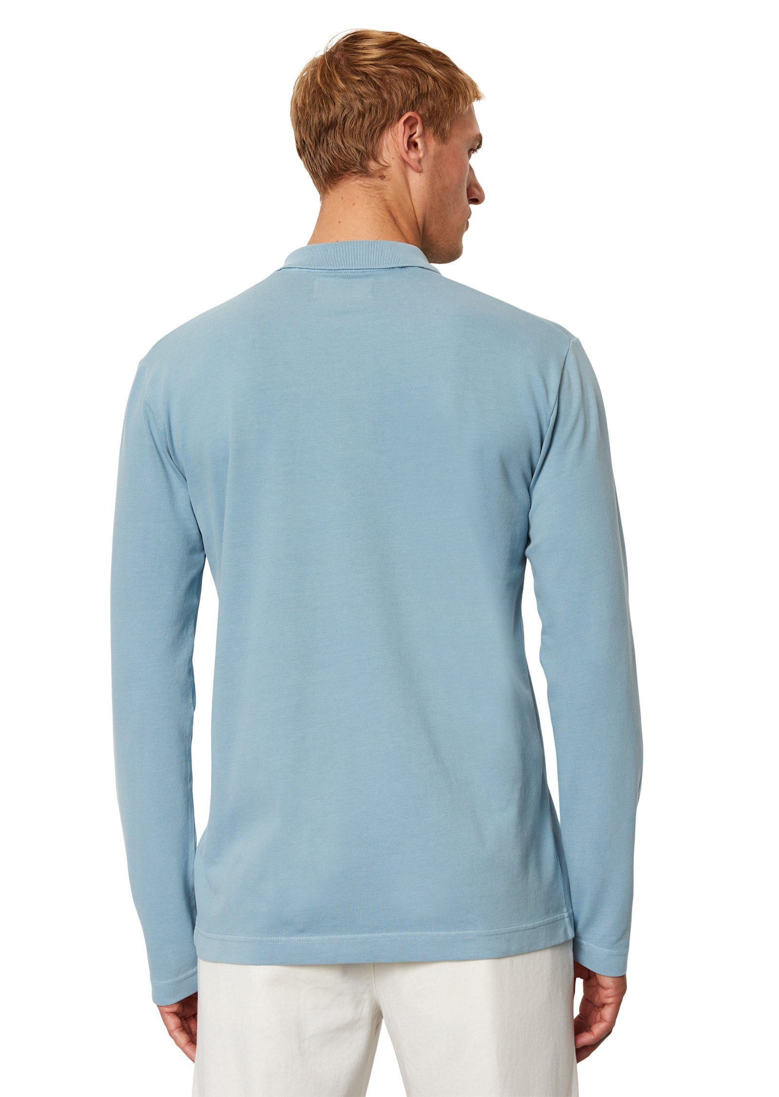 Marc O'Polo Langarm-Poloshirt aus Bio-Baumwolle mit blau Elasthan