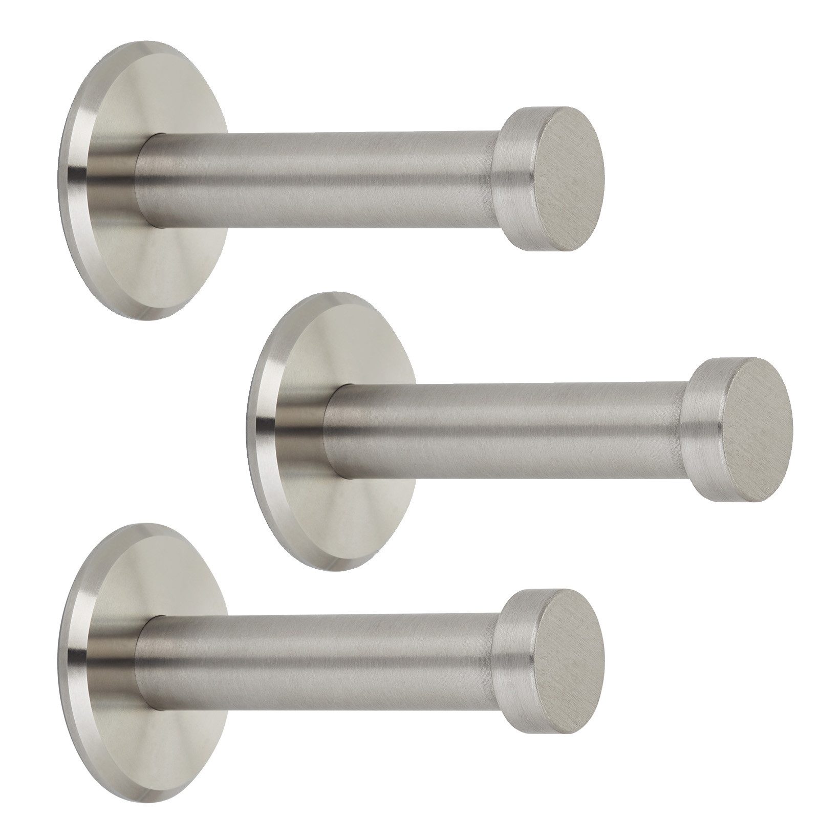 SO-TECH® Kleiderhaken Garderobenhaken TALEA Edelstahl massiv inkl. Montagematerial, (3-St), Ø 10 / 15 mm, Länge 50 mm, Gesamtlänge 53 mm