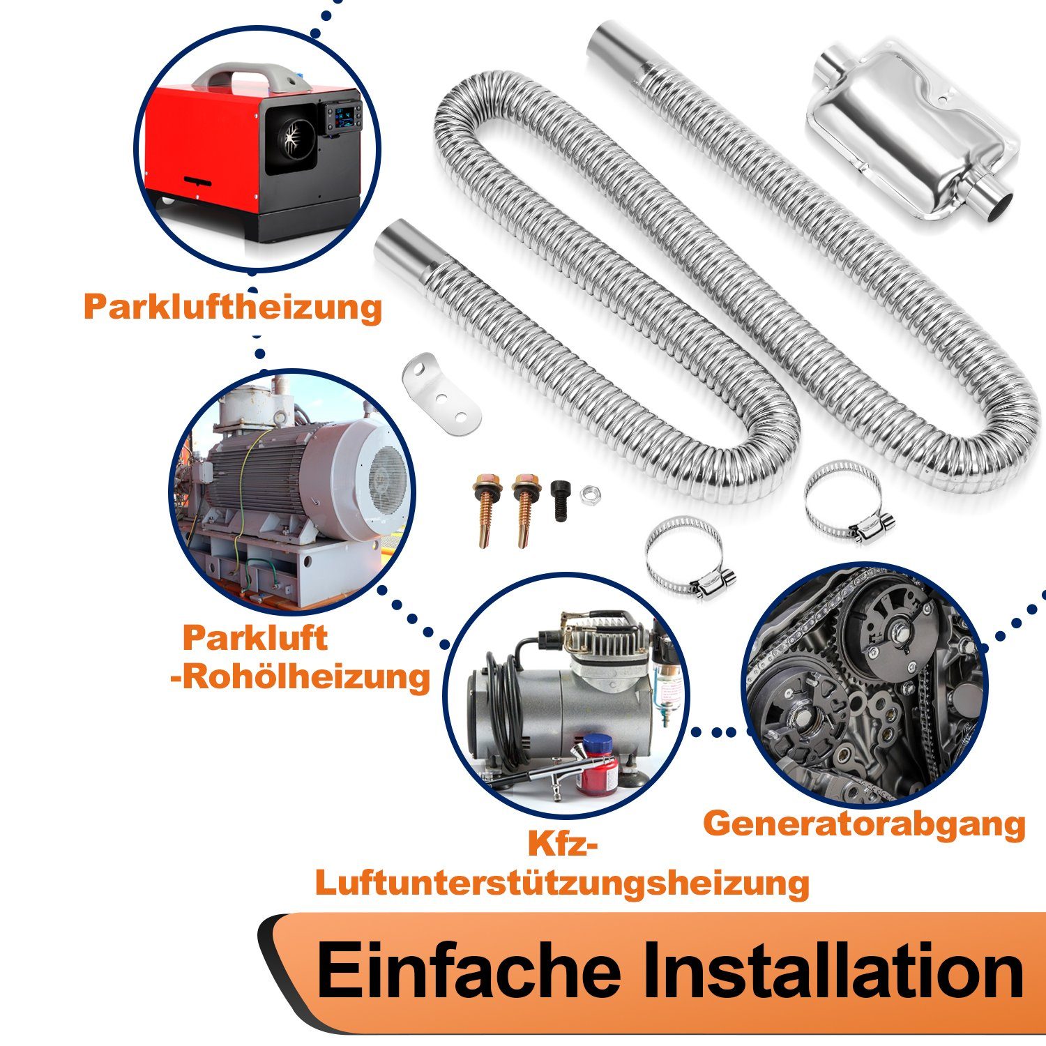 Randaco Auspuff-Flexrohr Abgasschlauch für Stromerzeuger 300CM  Schalldämpfer Auto Edelstahl