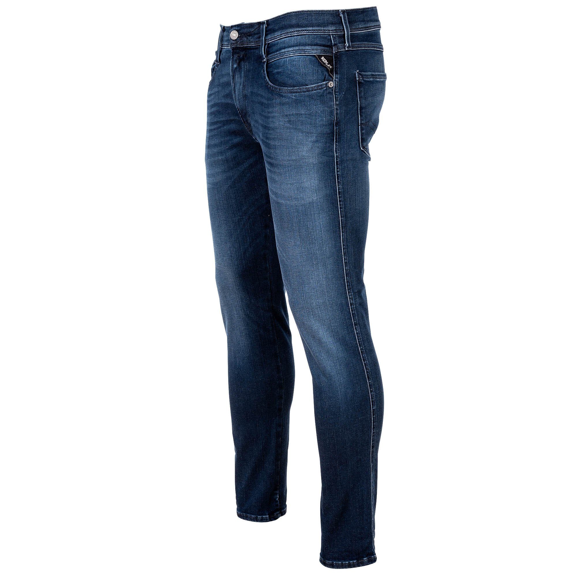 Replay - Stretch Denim ANBASS, Hyperflex Herren Dunkelblau Regular-fit-Jeans Jeans