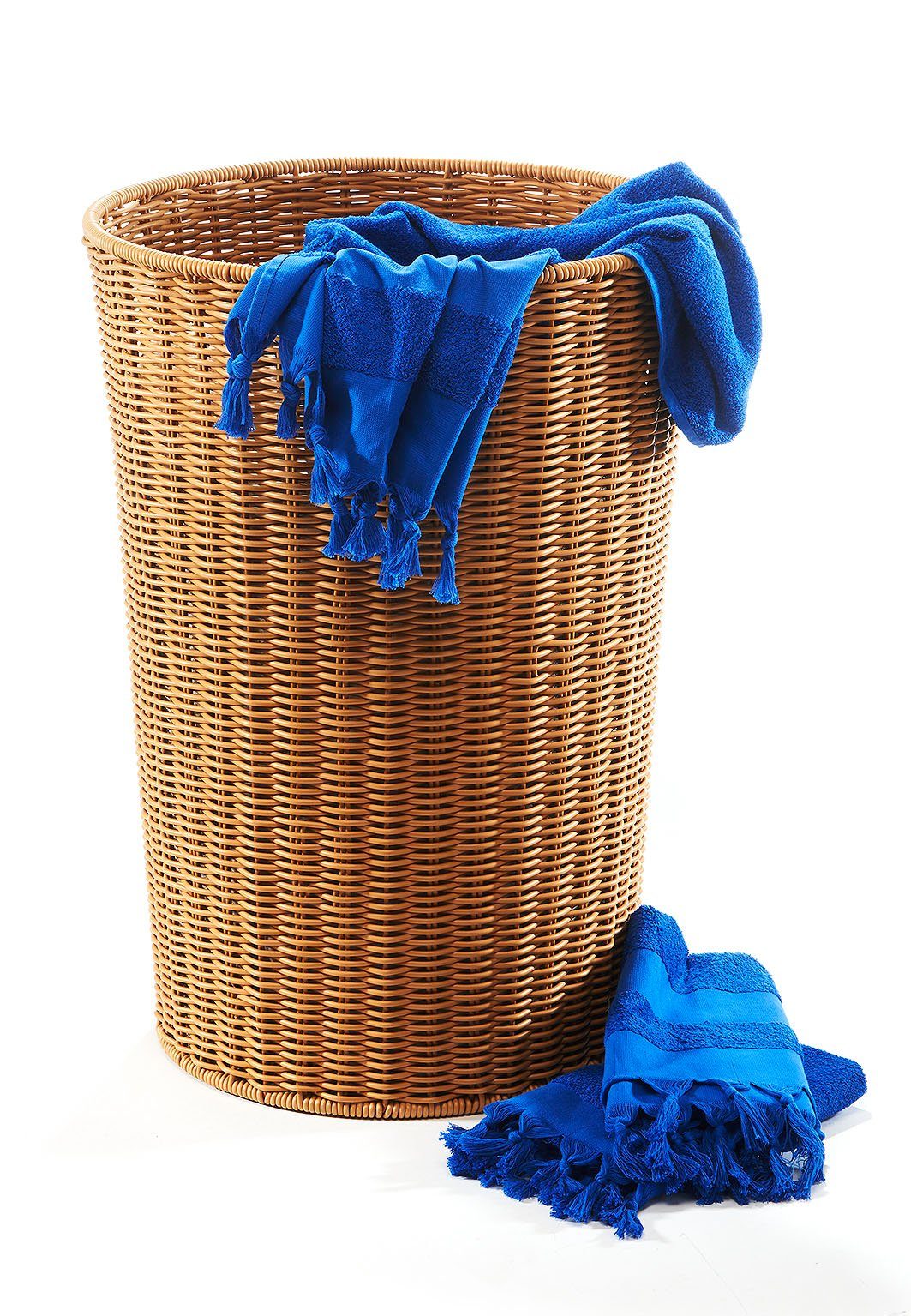 Wäschekorb braun Kobolo aus Wäschebehälter Polyrattan Deckel ohne
