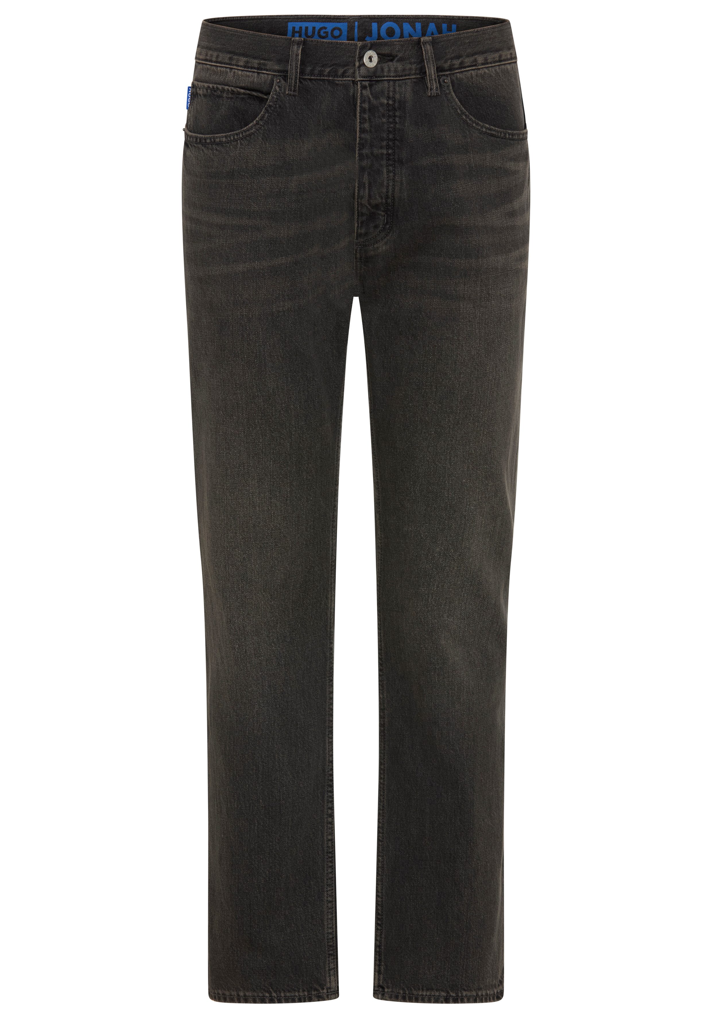 HUGO Regular-fit-Jeans Jonah aus reiner Baumwolle, Stone Washed, mittlere Bundhöhe