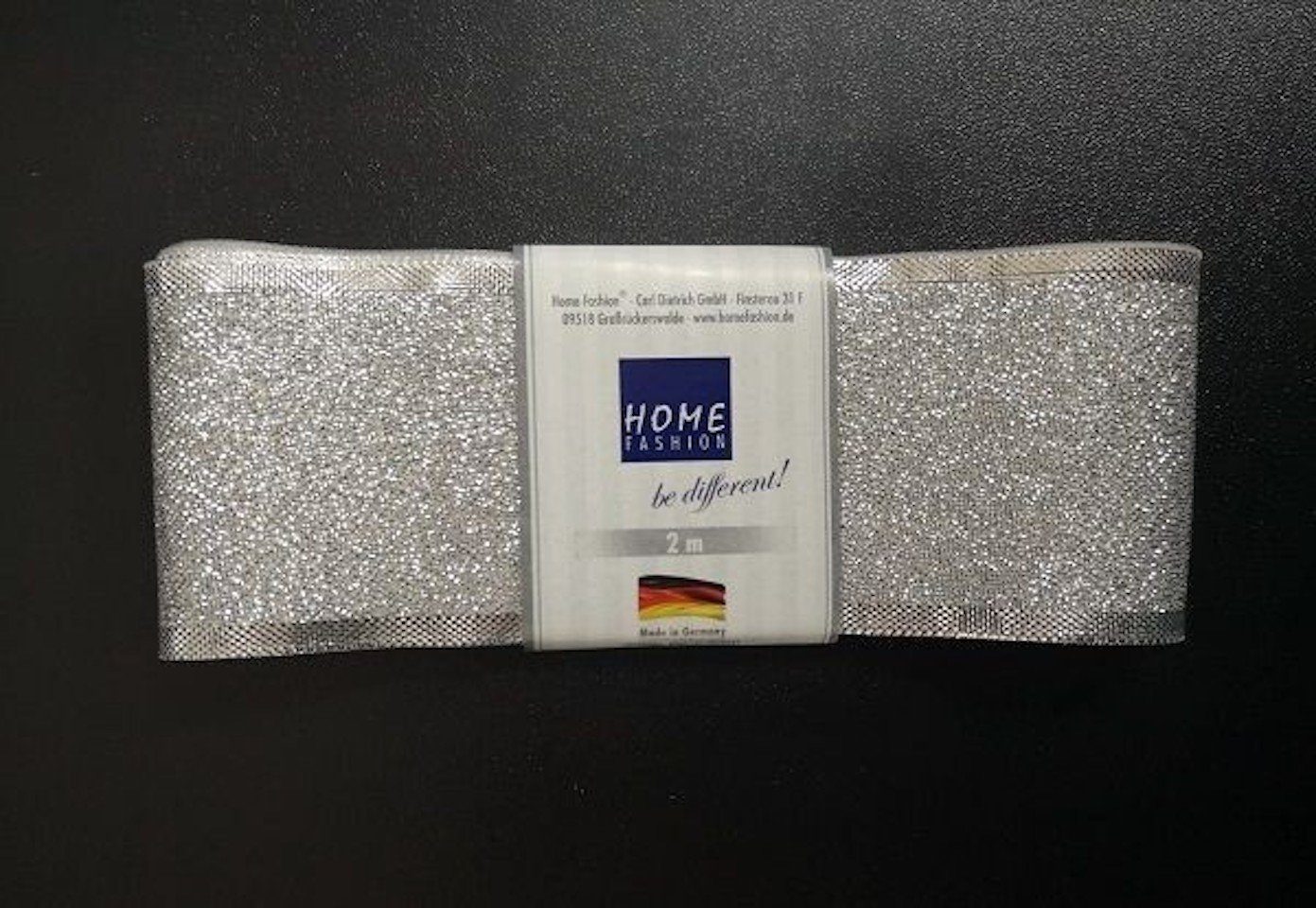 HOME FASHION Dekoband Dekoband, Geschenkband "Glittering Silber" 4cm, 2m, ideal als Tishdeko, Basteln und Geschenke