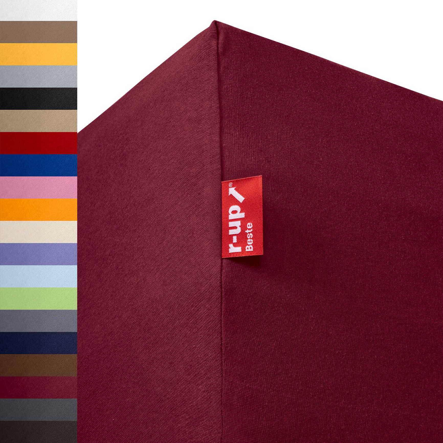 r-up Spannbettlaken Beste 90x200 bis 220x240cm erhältlich! 230 g/m², Baumwolle, Gummizug: fest eingenähtes dauerelastisches Rundumgummi, (1 Stück), (90x200-100x220, 15-35cm Matratzenhöhe, bordeauxrot)