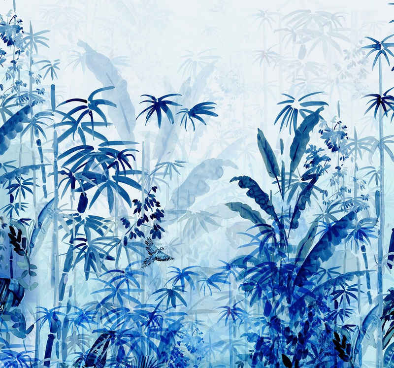 Komar Vliestapete Blue Jungle, (1 St), 300x280 cm (Breite x Höhe), Vliestapete, 100 cm Bahnbreite