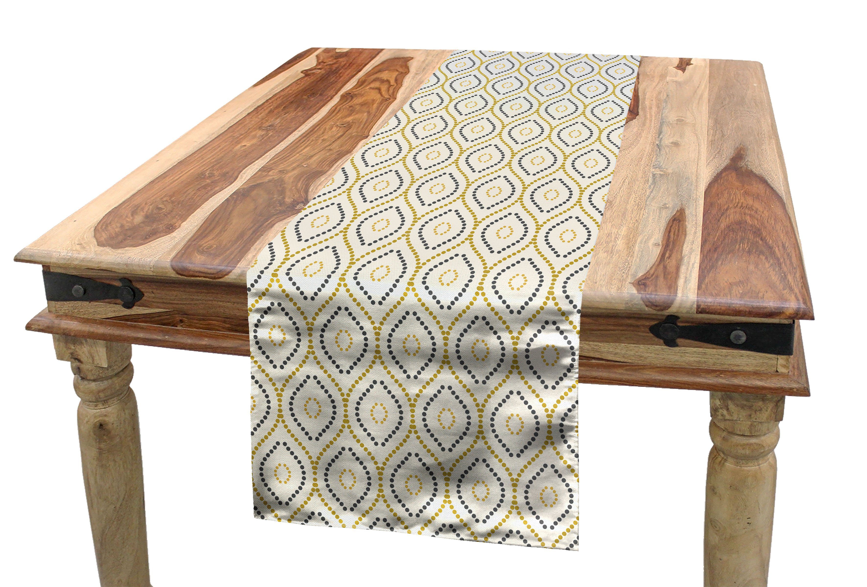 Abakuhaus Tischläufer Esszimmer Küche Rechteckiger Dekorativer Tischläufer, Spot Abstrakt Gepunkteten Ovalen Formen