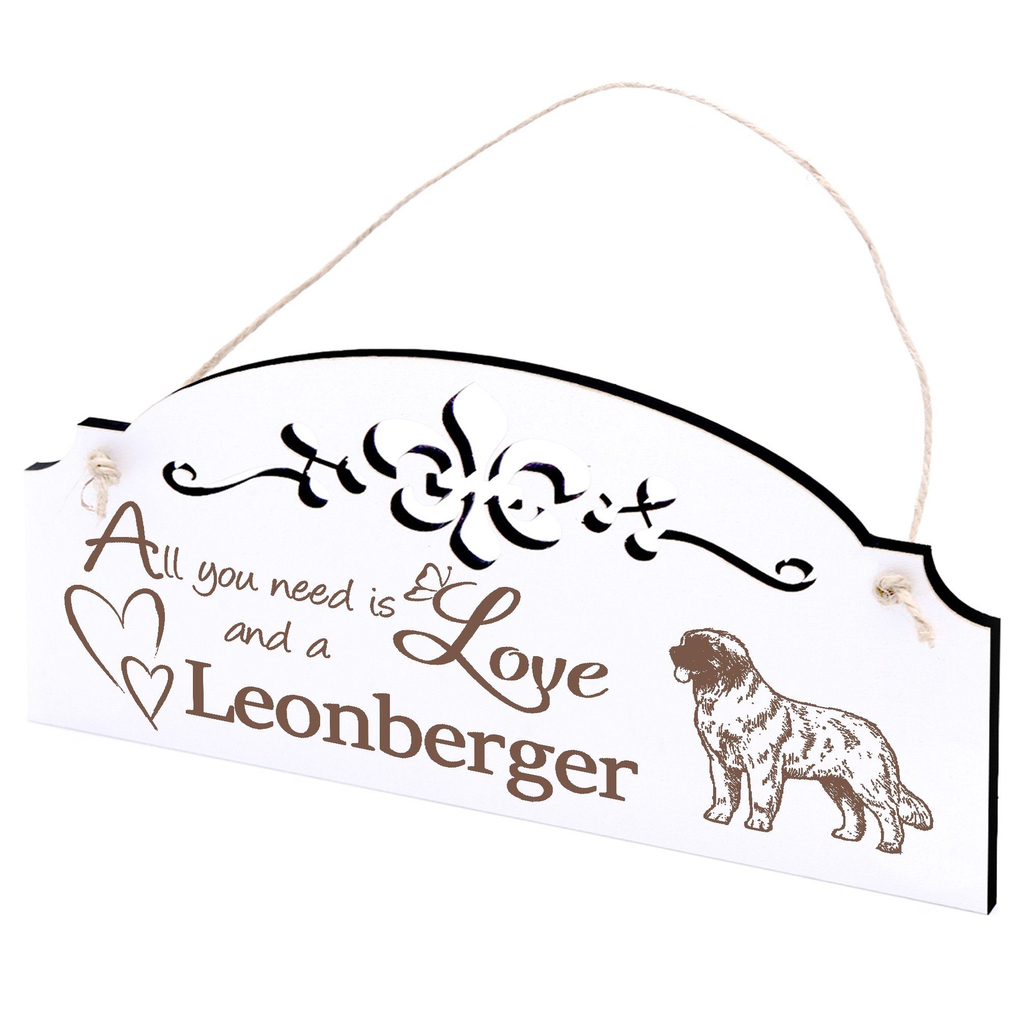 Leonberger Dekolando Deko 20x10cm need Love you is All Hängedekoration