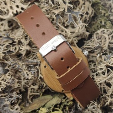 Holzwerk Quarzuhr RAINBOW BROWN bunte kleine Damen Leder & Holz Armband Uhr, braun