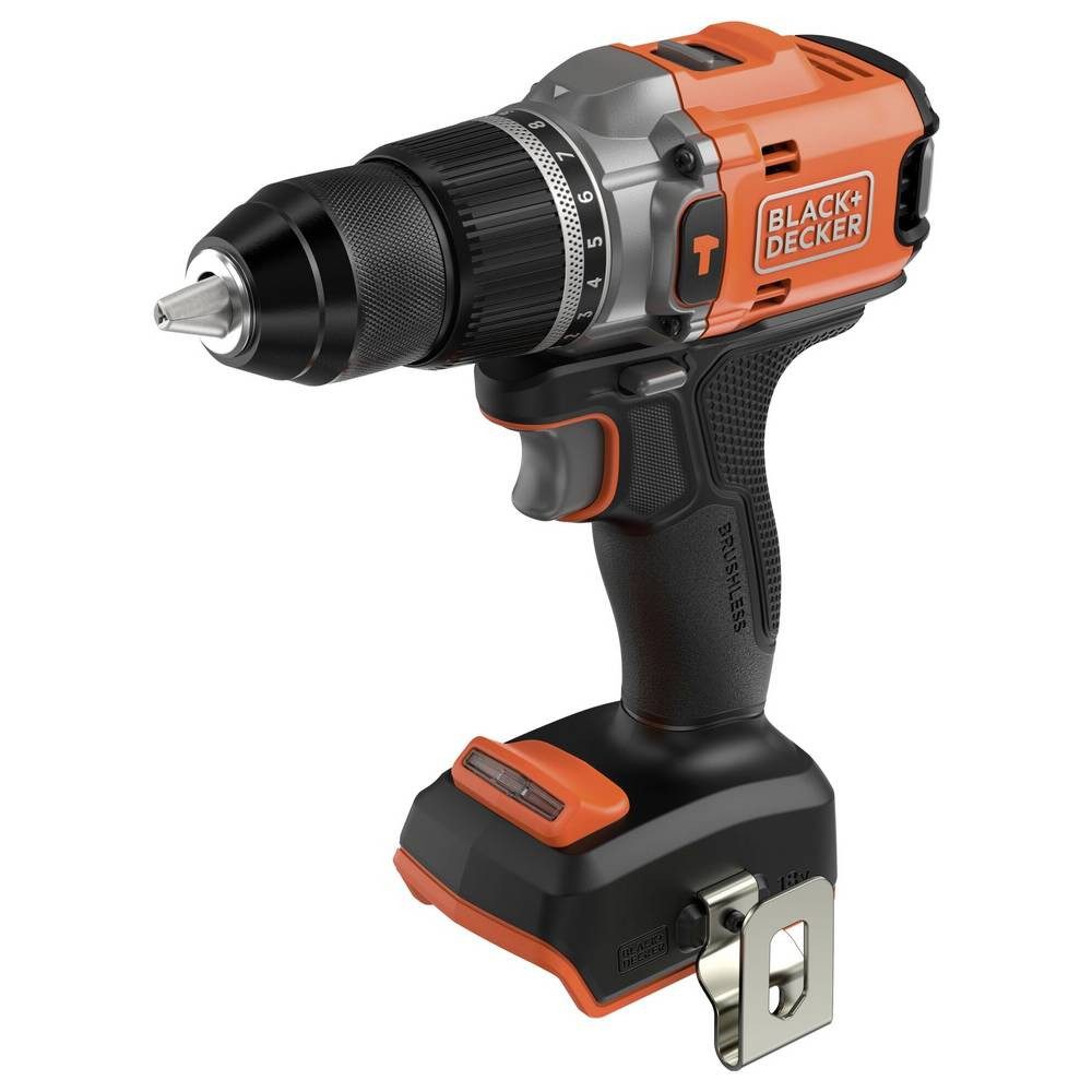 Black + Decker Schlagbohrmaschine 2-Gang-Akku-Schlagbohrschrauber bürstenlos, ohne Akku, ohne Ladegerät, bürstenlos, ohne Akku, ohne Ladegerät, mit Zubehör