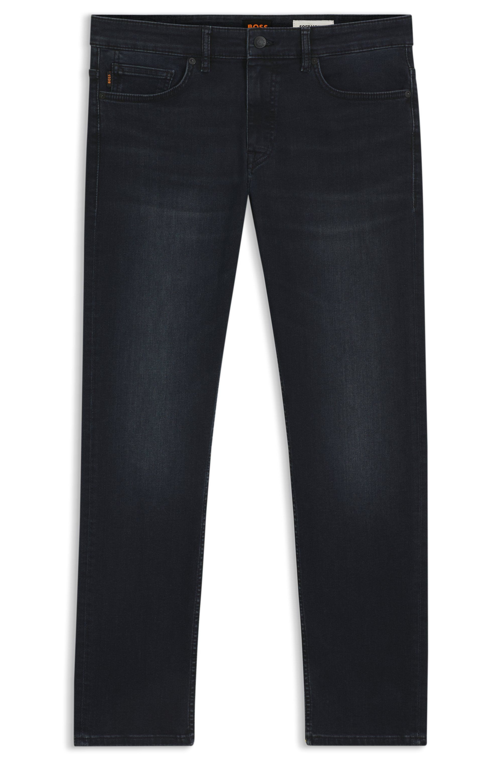 5-Pocket-Jeans Delaware Slim-Fit Jeans aus blauschwarzem Soft-Motion-Denim