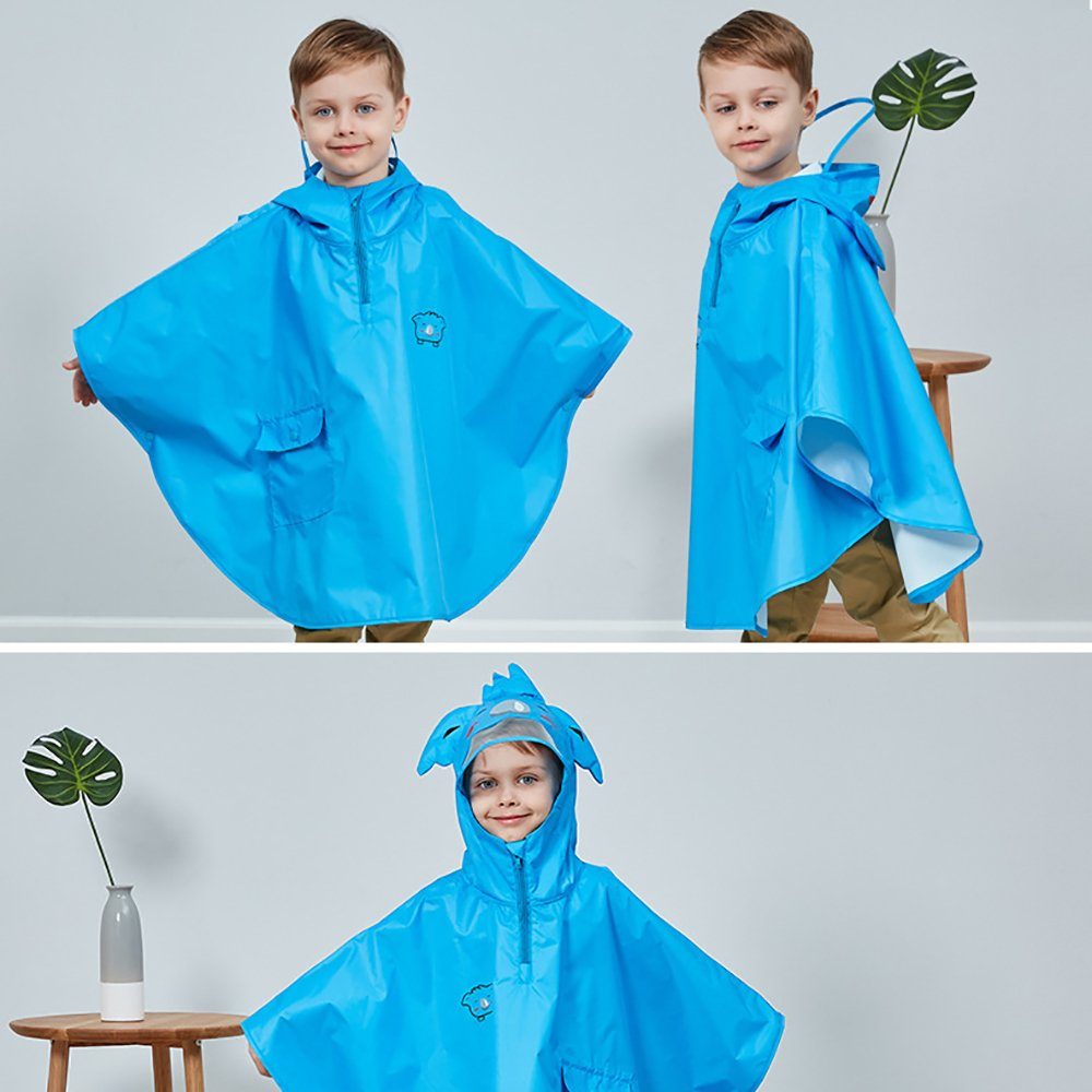 GelldG Poncho Cape blau(L) Wasserdicht Impermeable winddicht Regenmantel Kinder Regenjacke für