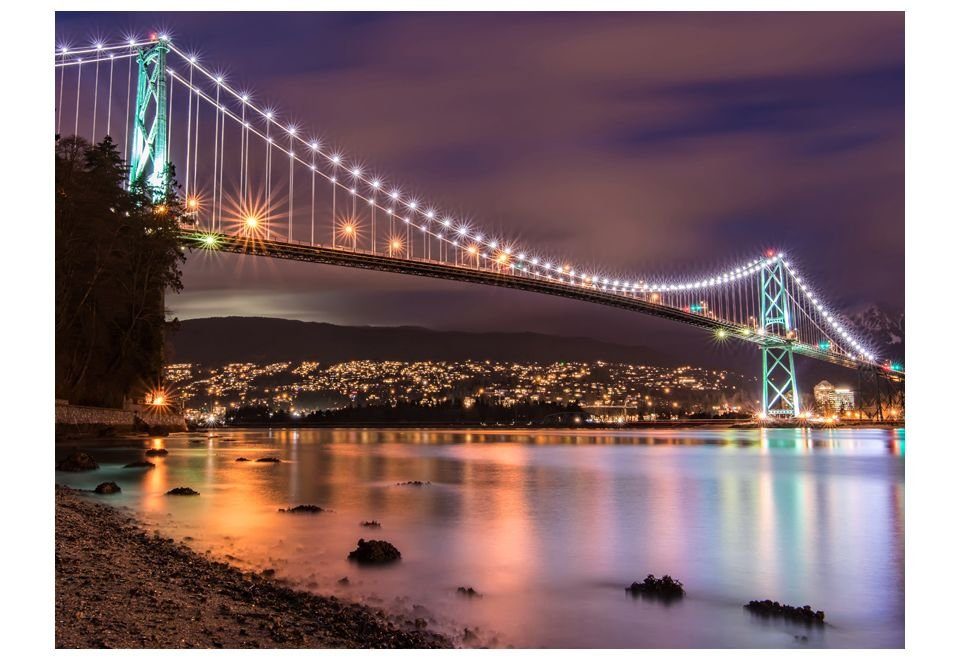 Design Vancouver Tapete KUNSTLOFT m, Gate Bridge - lichtbeständige (Canada) Vliestapete halb-matt, 2.5x1.93 Lions