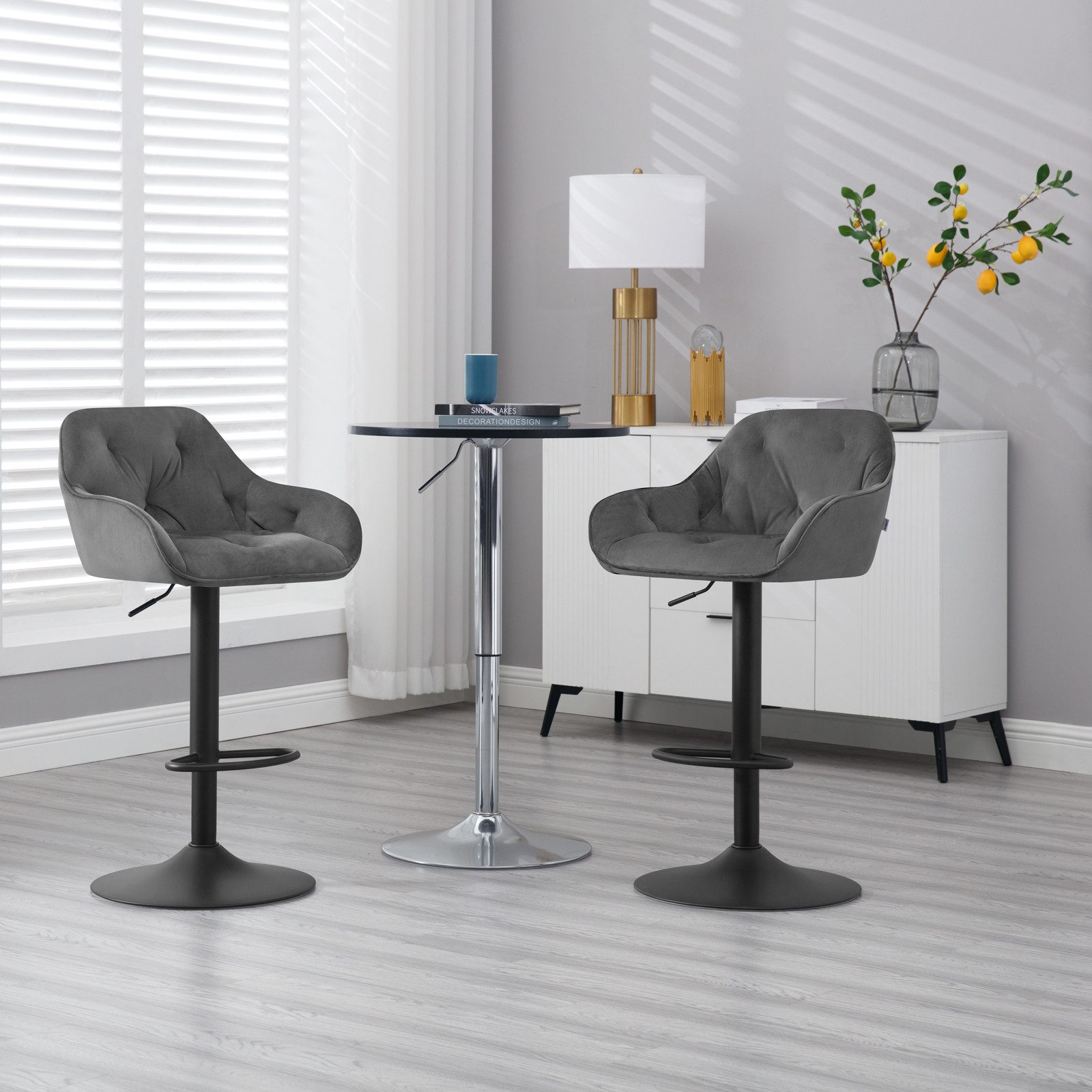 Woltu Barhocker (1 St), höhenverstellbar drehbar, mit Armlehmen Fußstütze günstig online kaufen