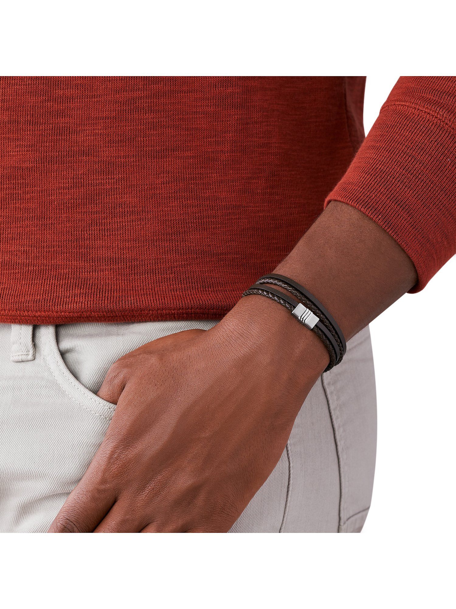 Fossil Armband Fossil Herren-Armband Leder günstig online kaufen