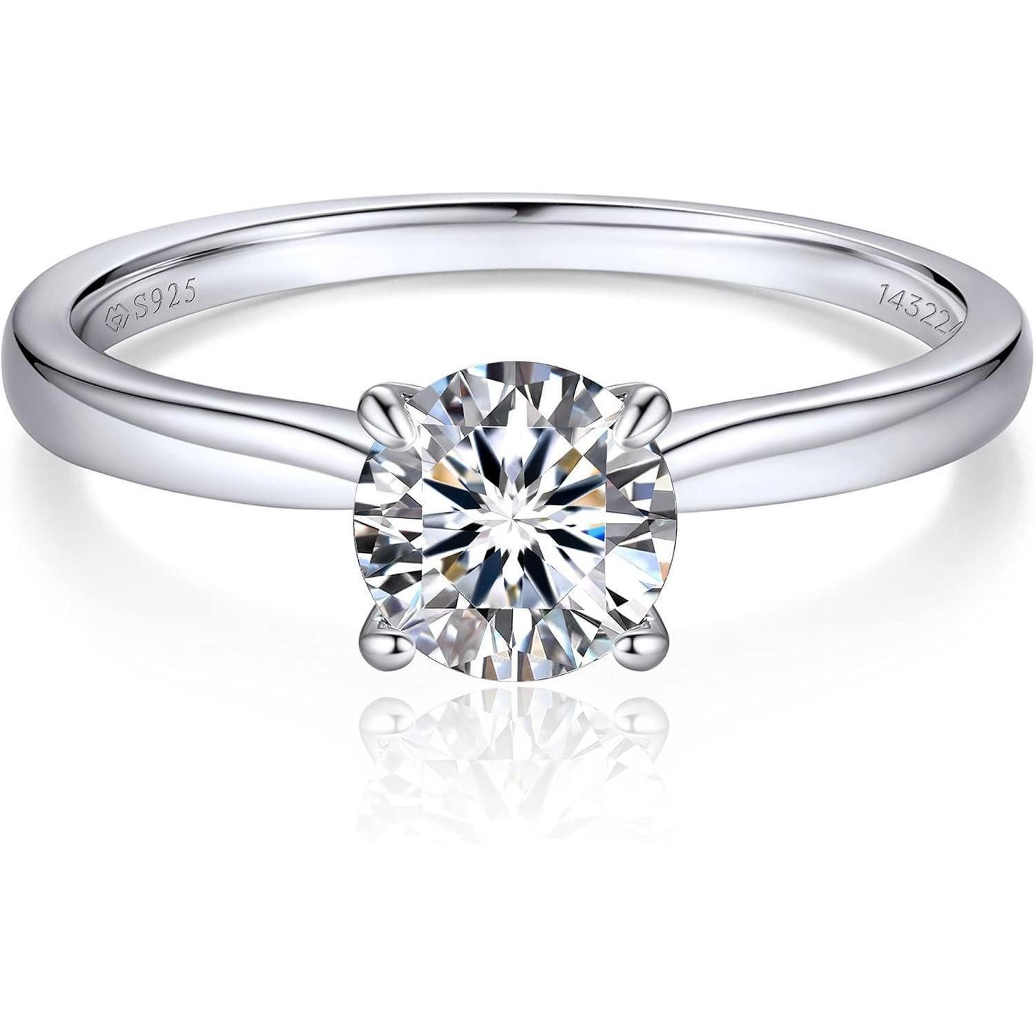 LuxusKollektion Verlobungsring Verlobungsring Damen 1-2 Karat Moissainte Solitär 925 Silber D VVS1