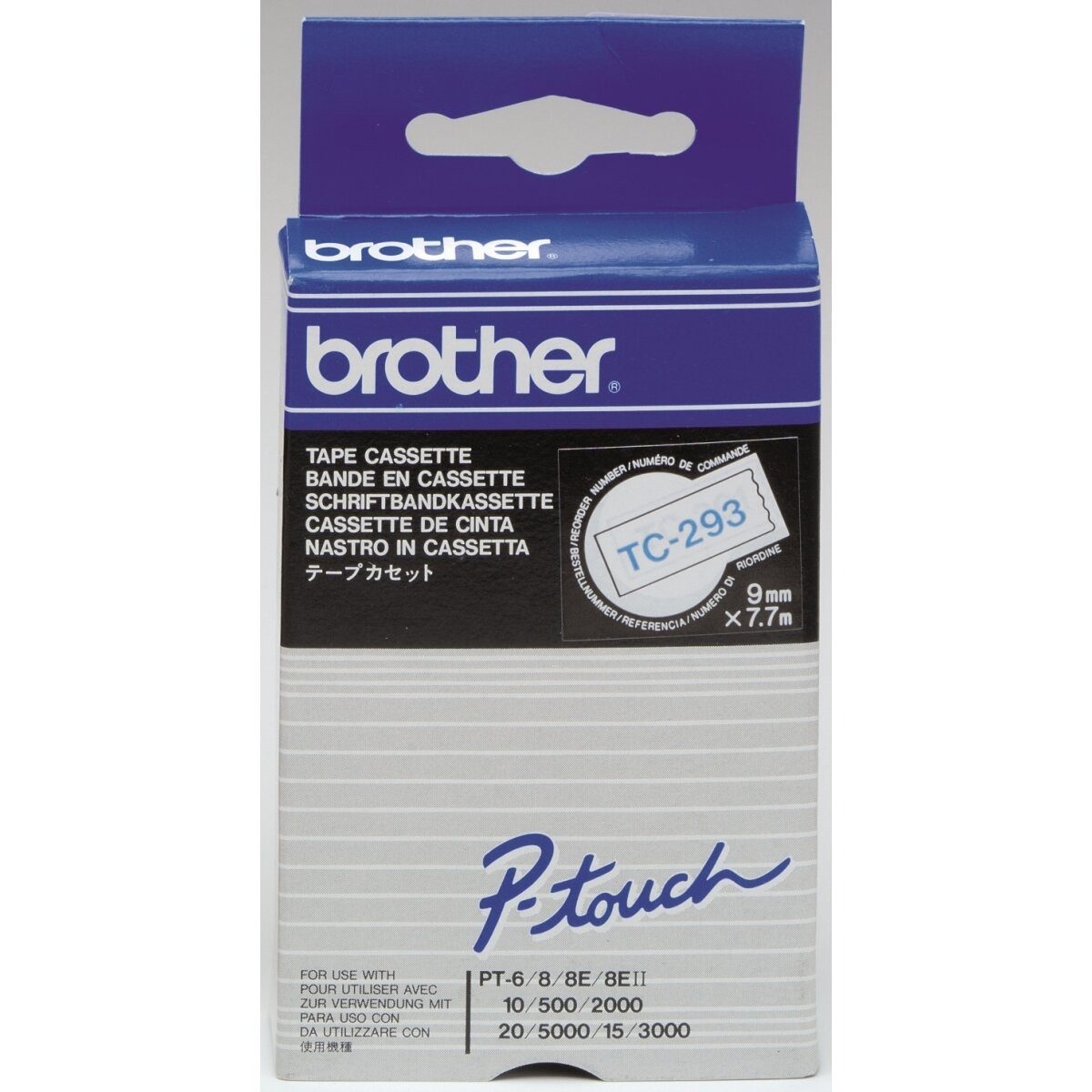 Brother Beschriftungsband Schriftbandkassette 9mm TC-293 weiß/blau