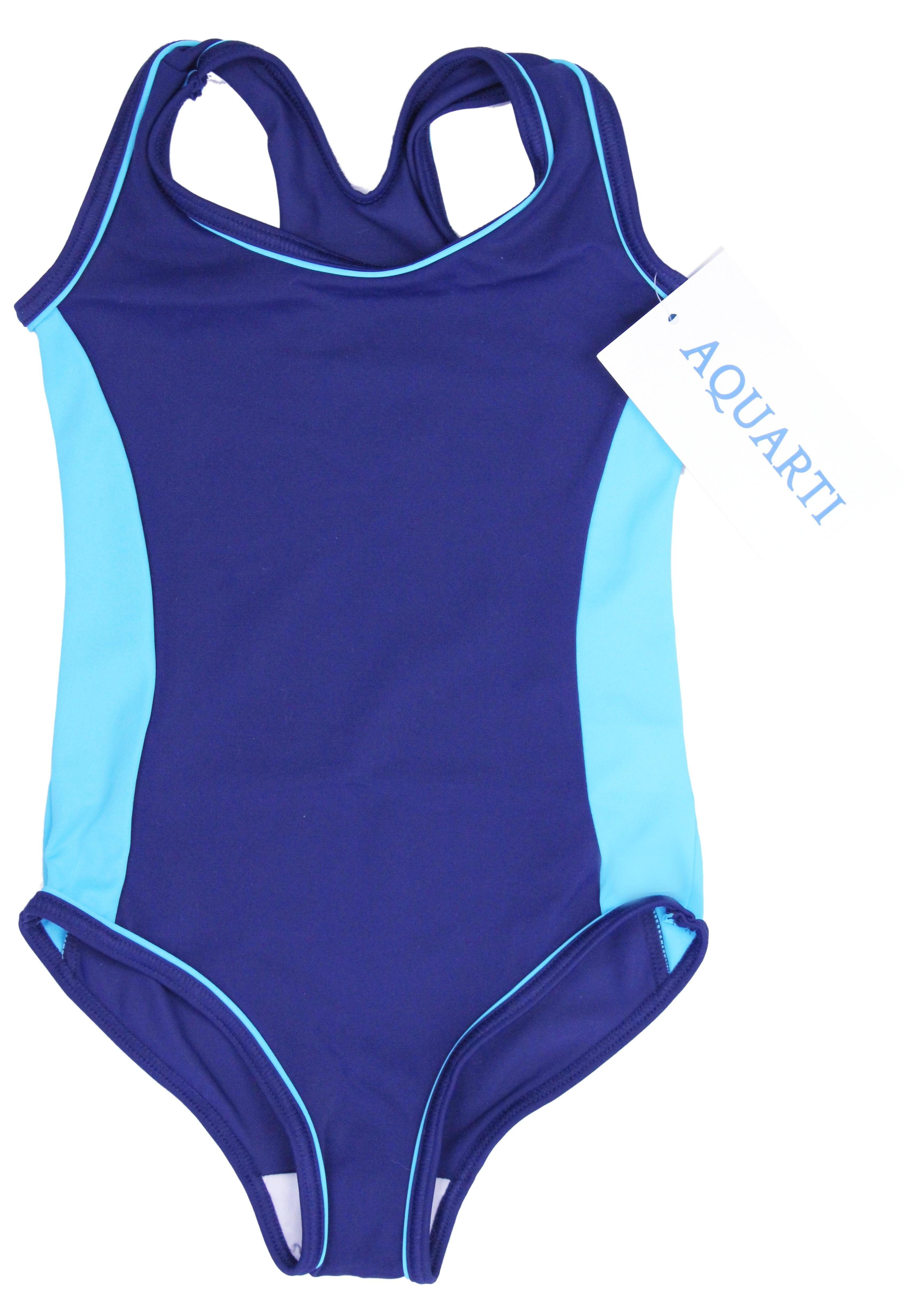 Aquarti Schwimmanzug Aquarti Mädchen Racerback Dunkelblau Schwimmanzug Badeanzug mit Sportlich Blau 