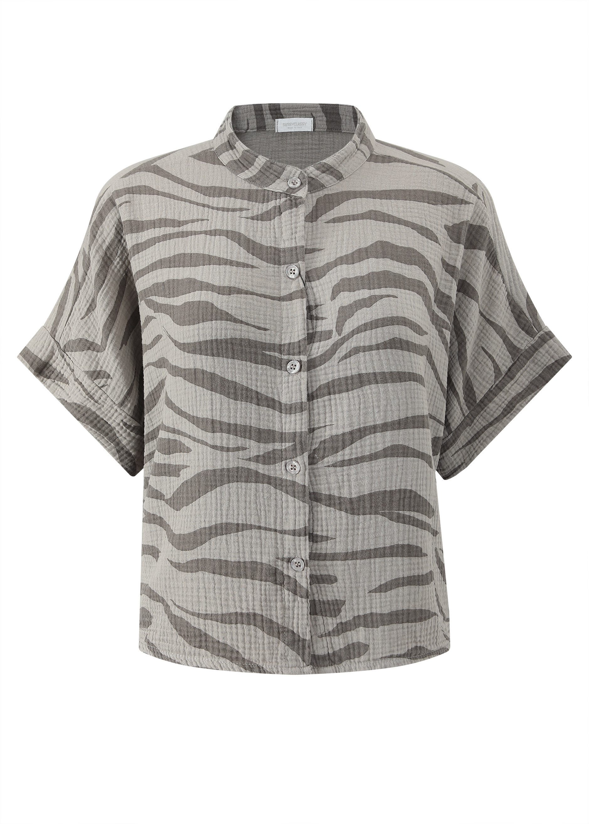 SASSYCLASSY Kurzarmbluse Oversize Musselin Bluse Damen Kurzarm Elegant Somm günstig online kaufen