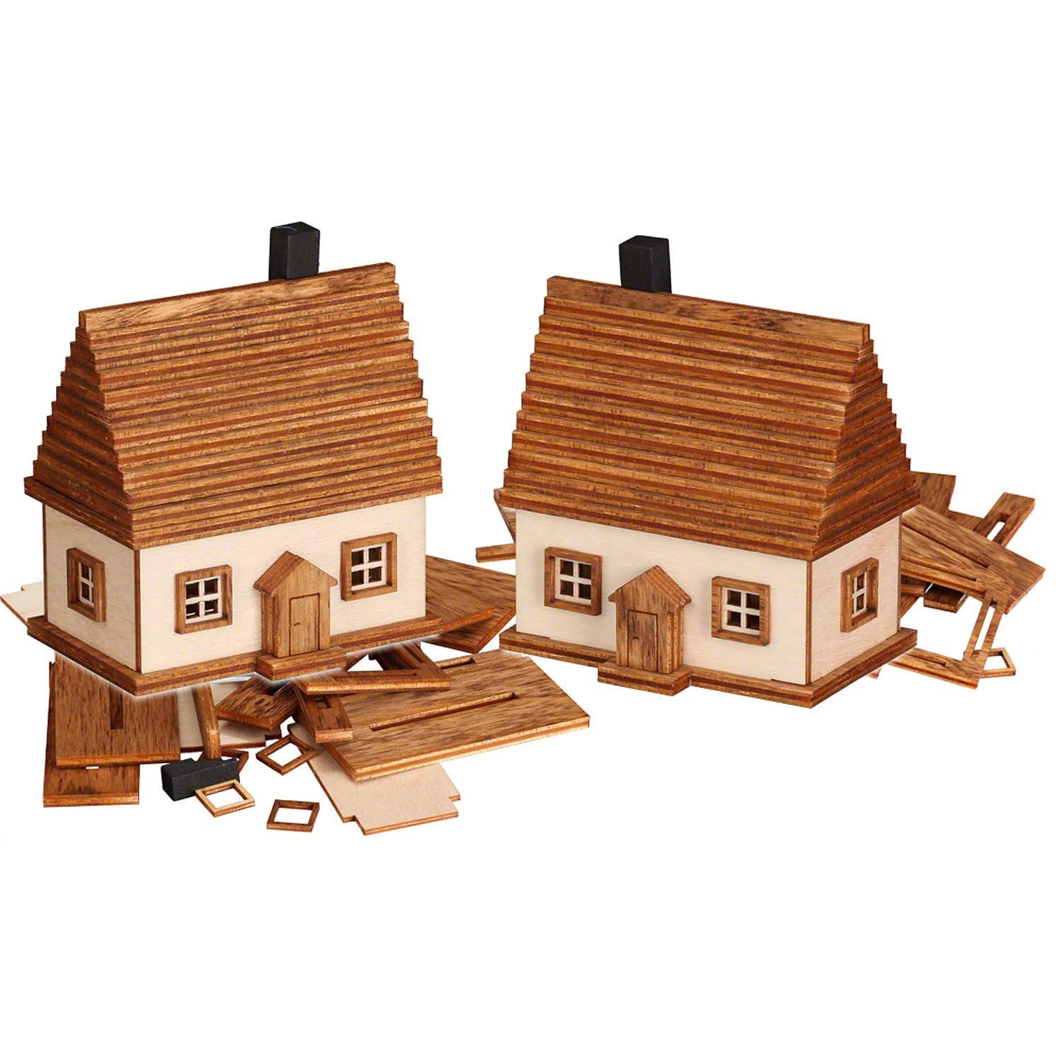Seiffener Volkskunst Dekofigur Bastelset Erzgebirgshäuschen, 2 Stück (6cm) von Seiffener Volkskunst