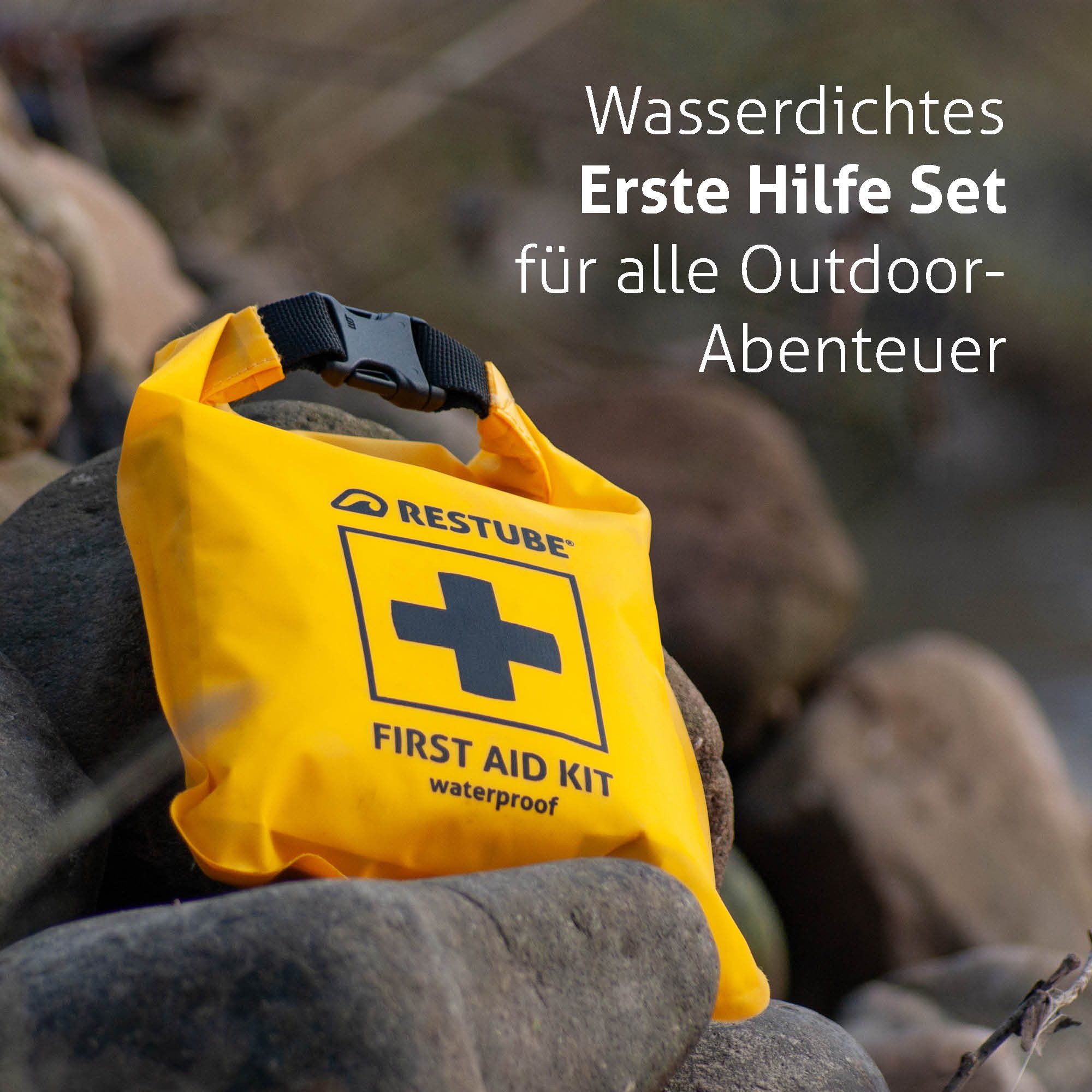 Restube Erste-Hilfe-Set Erste Hilfe Set, (31 St), 31-teilig, klein, kompakt & robust, wasserdicht mit Roll-Top, PVC Frei