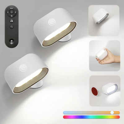 Bedee Wandleuchte LED Wandleuchte Innen Kabellos Lampe 5 Helligkeitsstufen 360° Drehbare, Touch Control Wandlampen, LED fest integriert, Warmweiß, für Wohnzimmer Schlafzimmer Treppenhaus Flur kabellose wandleuchten