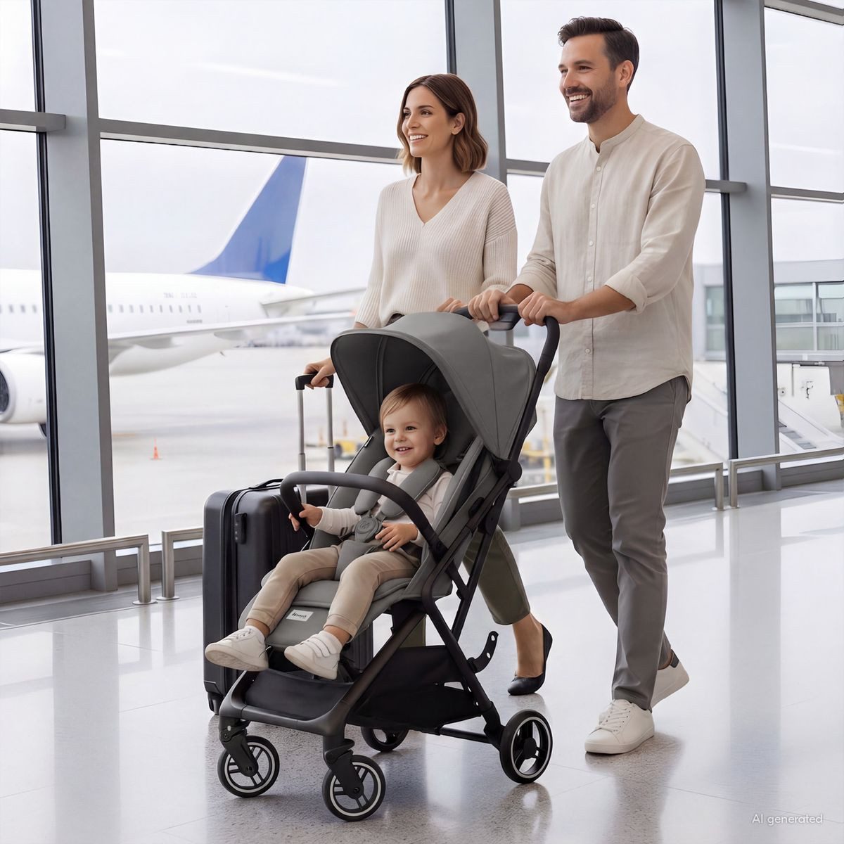 Hauck Kinder-Buggy Fly N Care - Stone, Sportwagen Reisebuggy mit Liegefunktion & Einhand Faltung bis 22 kg