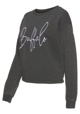 Buffalo Sweatshirt in kurzer Form mit Logostickerei, Loungeanzug