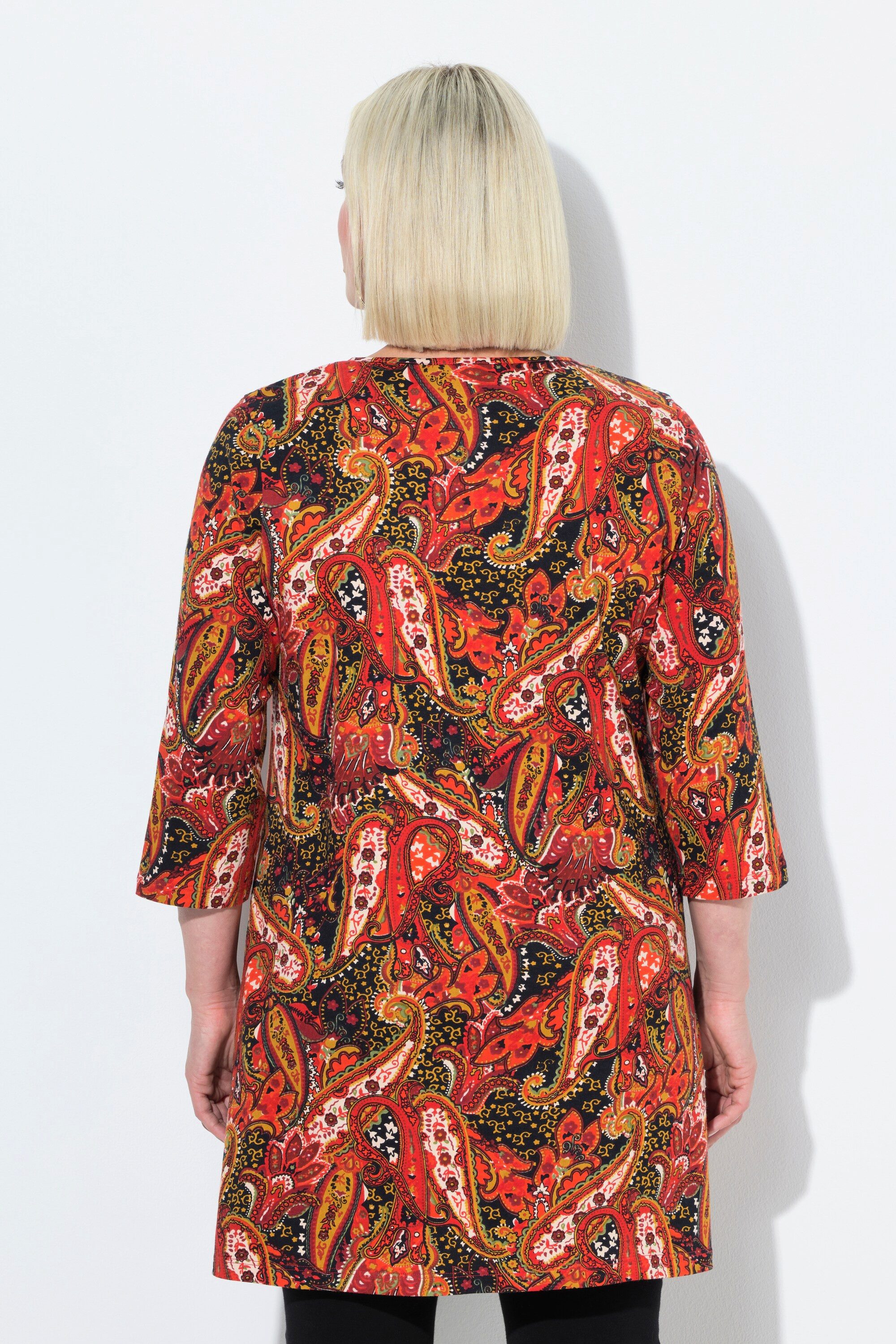 Ulla Popken Longshirt Longshirt Paisley A-Linie Tunika-Ausschnitt