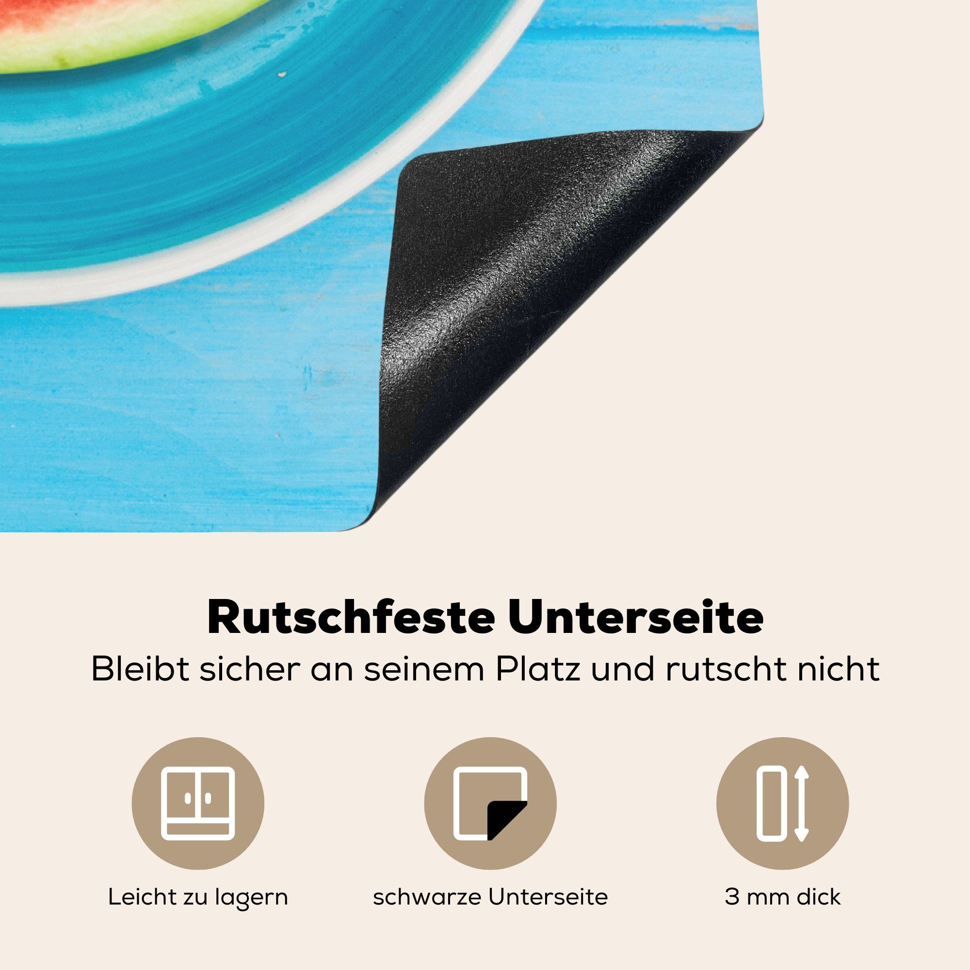 Ceranfeldabdeckung, - für küche Arbeitsplatte Sommer (1 Vinyl, - MuchoWow Wassermelone 78x78 Blau, Herdblende-/Abdeckplatte tlg), cm,