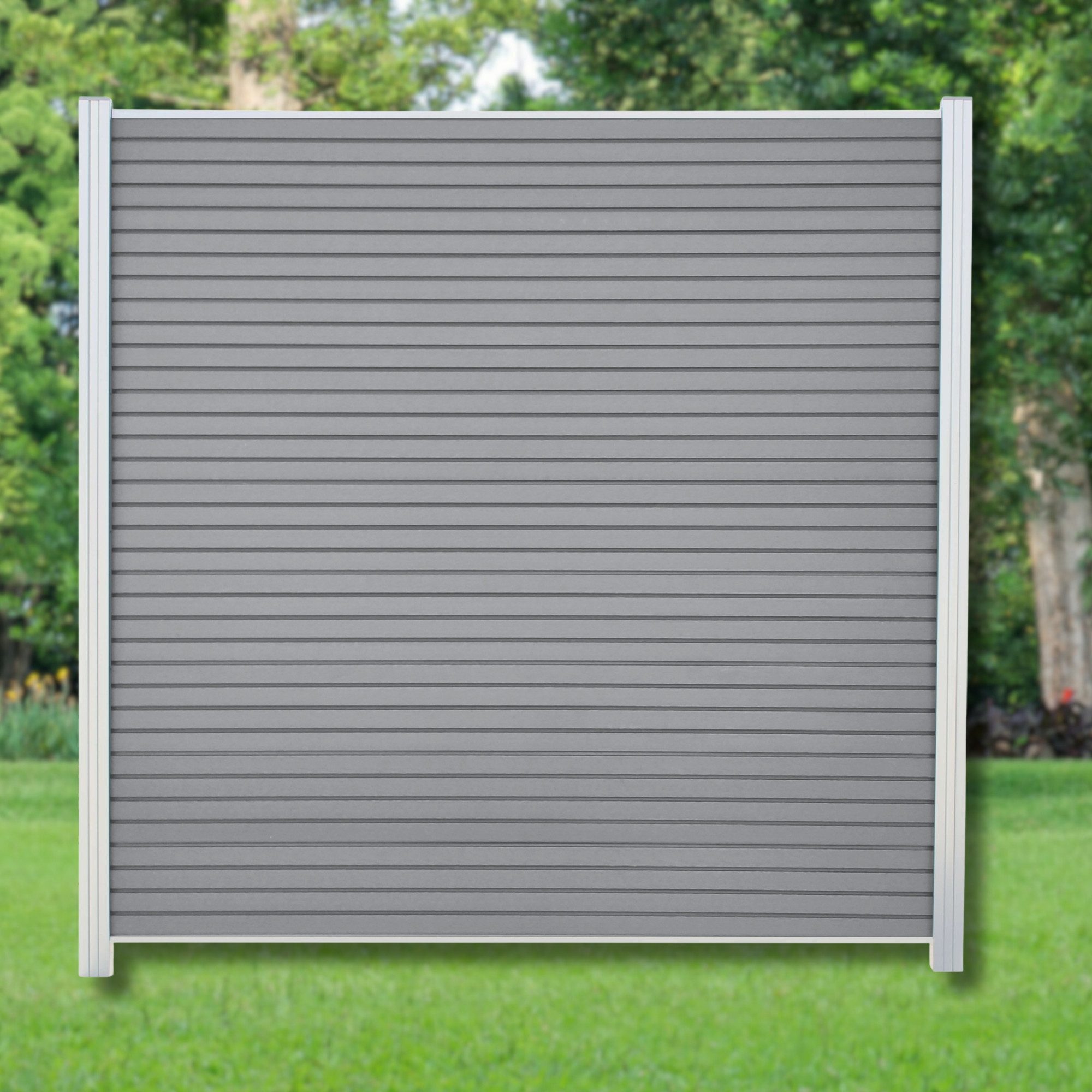 WPC Profi Zaun Sichtschutzzaun Sichtschutz Rhombus Grau Komplettset 180x185 cm, (Komplettset, mit Start- und Abschlussleisten, Pfosten und Zubehör)