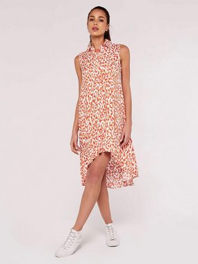 Apricot Sommerkleid mit Animal-Print, asymmetrisch