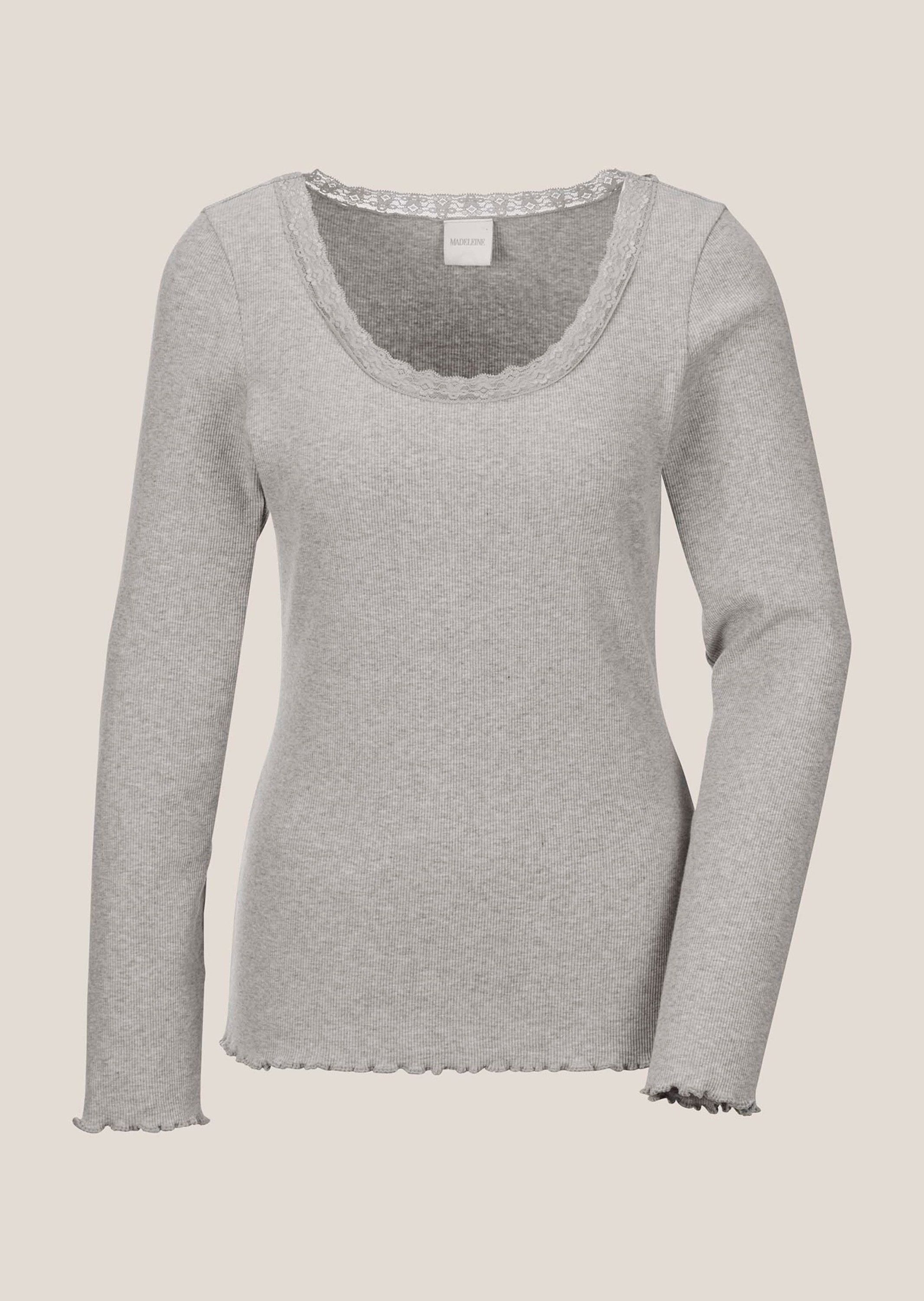 3/4-Arm-Shirt Melange-Shirt, elastische Garnmischung