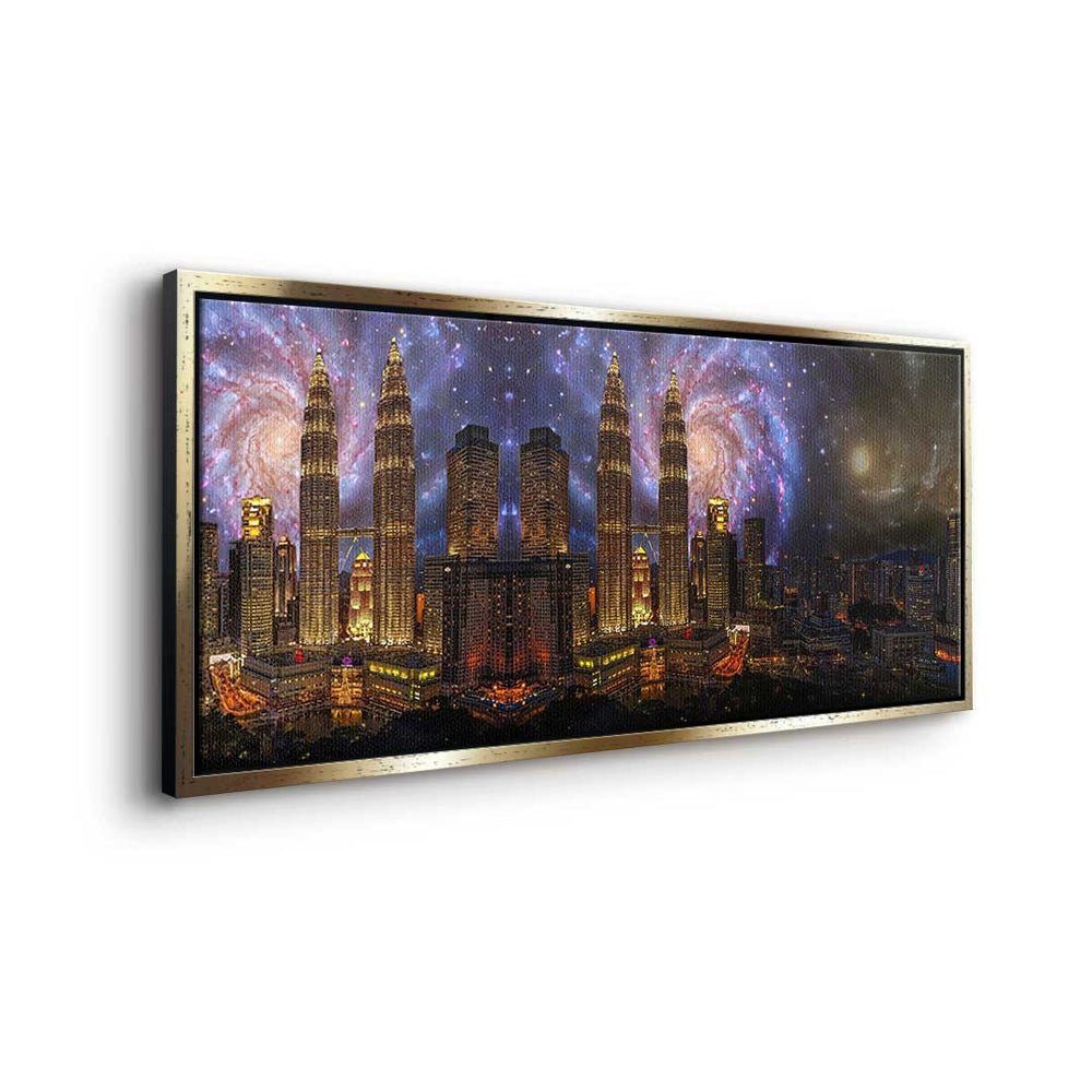 Art Rahmen Pop - - DOTCOMCANVAS® Wand Leinwandbild, der Motivation Stadt goldener Premium Leinwandbild - Galaxy -