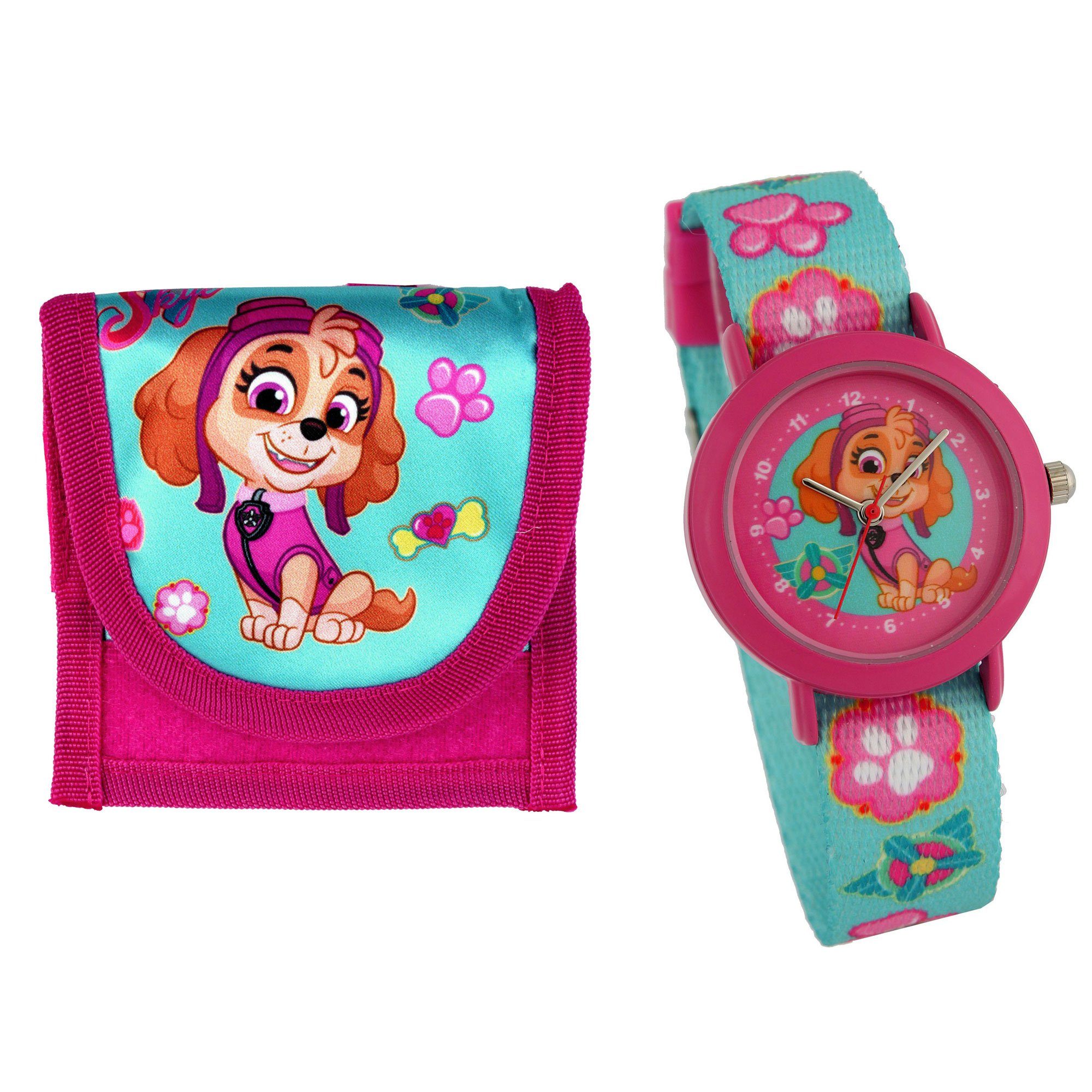 PAW PATROL Quarzuhr PAW Patrol Kinderarmbanduhr, Brustbeutel Textilarmband