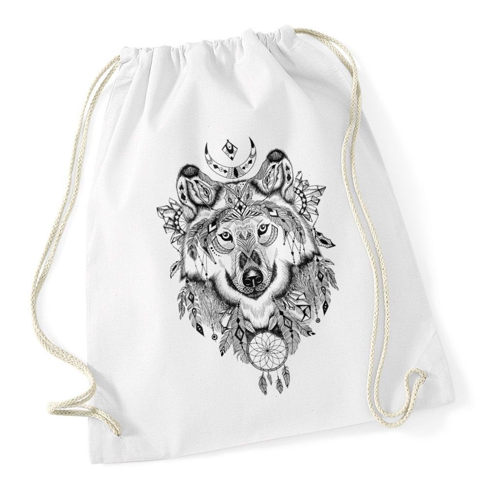 Autiga Turnbeutel Turnbeutel Wolf Aztekenmuster Boho Aztec Bohemian Hipster Beutel