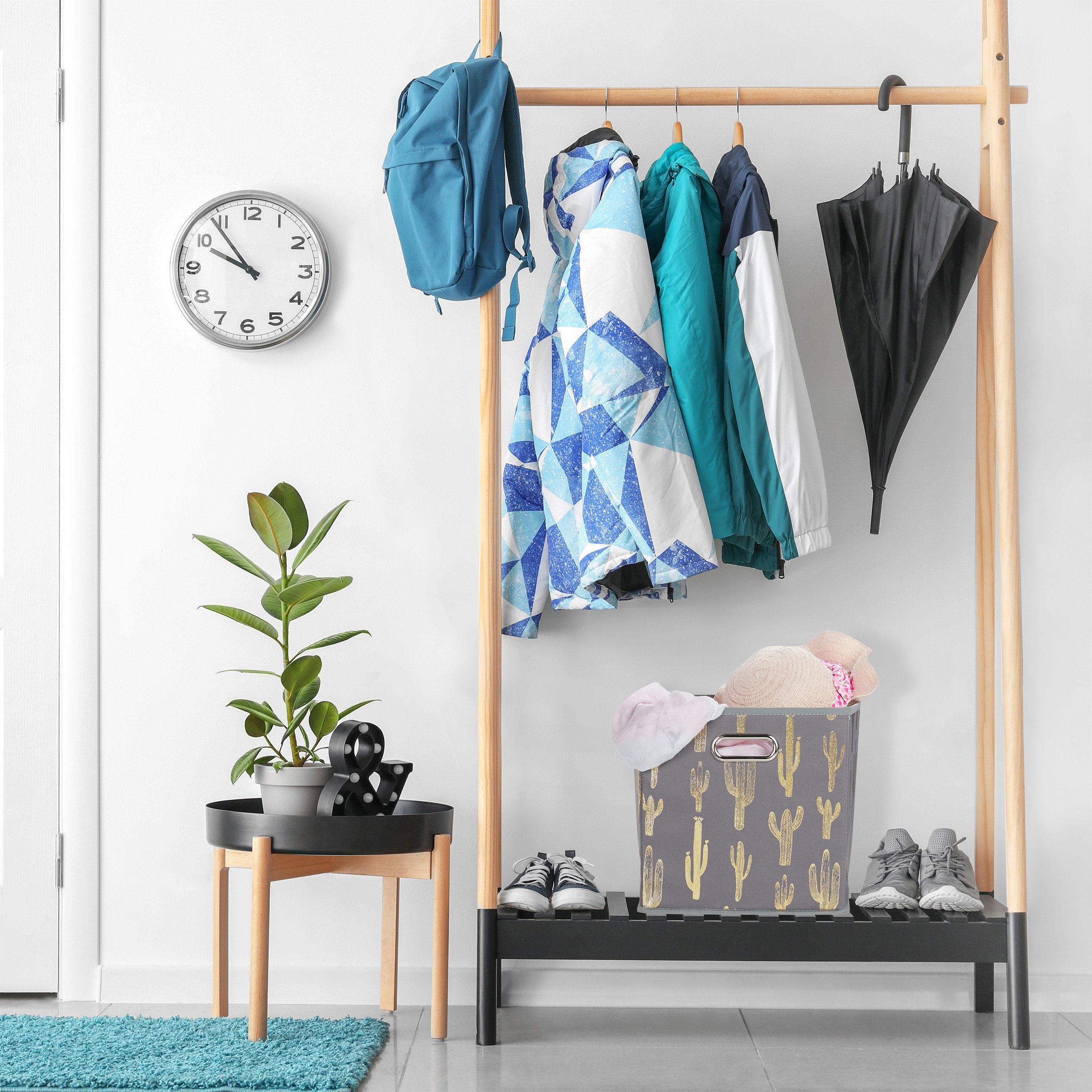 relaxdays Regalkorb Quadratische Faltbox mit Kaktus Motiv