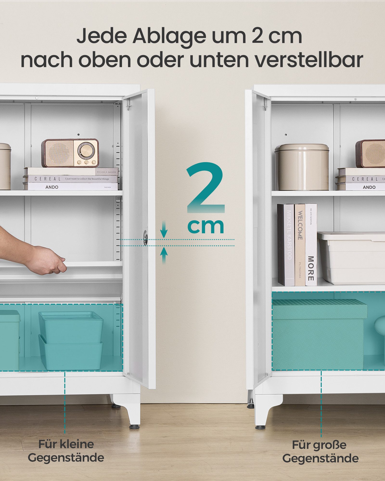 SONGMICS Aktenschrank Mehrzweckschrank, Büroschrank mit 2 Türen Schrank abschließbar, Aufbewahrungsschrank aus Stahl